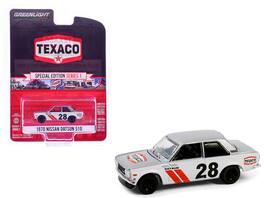 Greenlight - 1970 Nissan Datsun 510 #28 "Texaco" "Texaco Special Edition" Series 1 1/64 - Silver Metallic and White with Red Stripes