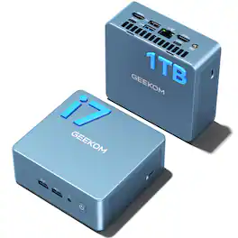 Geekom - IT12 Mini PC, 12th Gen Intel i7-12650H NUC12 Mini Computers, 32GB DDR4/1TB PCIe Gen 4 SSD, Windows 11 Pro Pre-installed - Blue