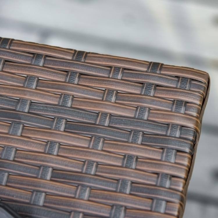 Alt View 7. PULUZ - Outdoor Side Table with Umbrella Hole, 2 Tier Rattan Wicker End Table with Storage Shelf, All Weather - Brown.