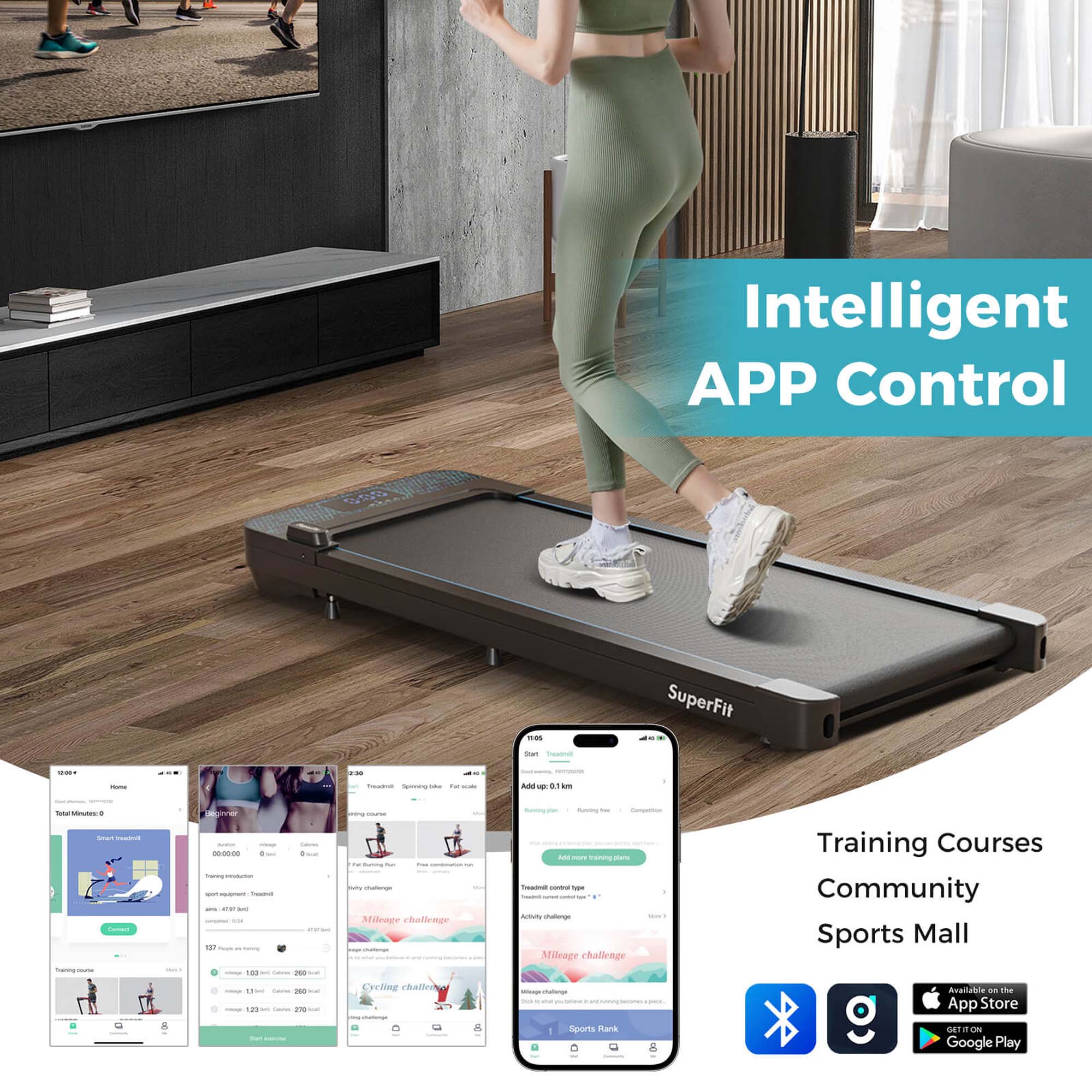 Intelligent APP Control - SuperFit

- Training Courses
- Community
- Sports Mall

Sports Rank Available on the App Store and Google Play