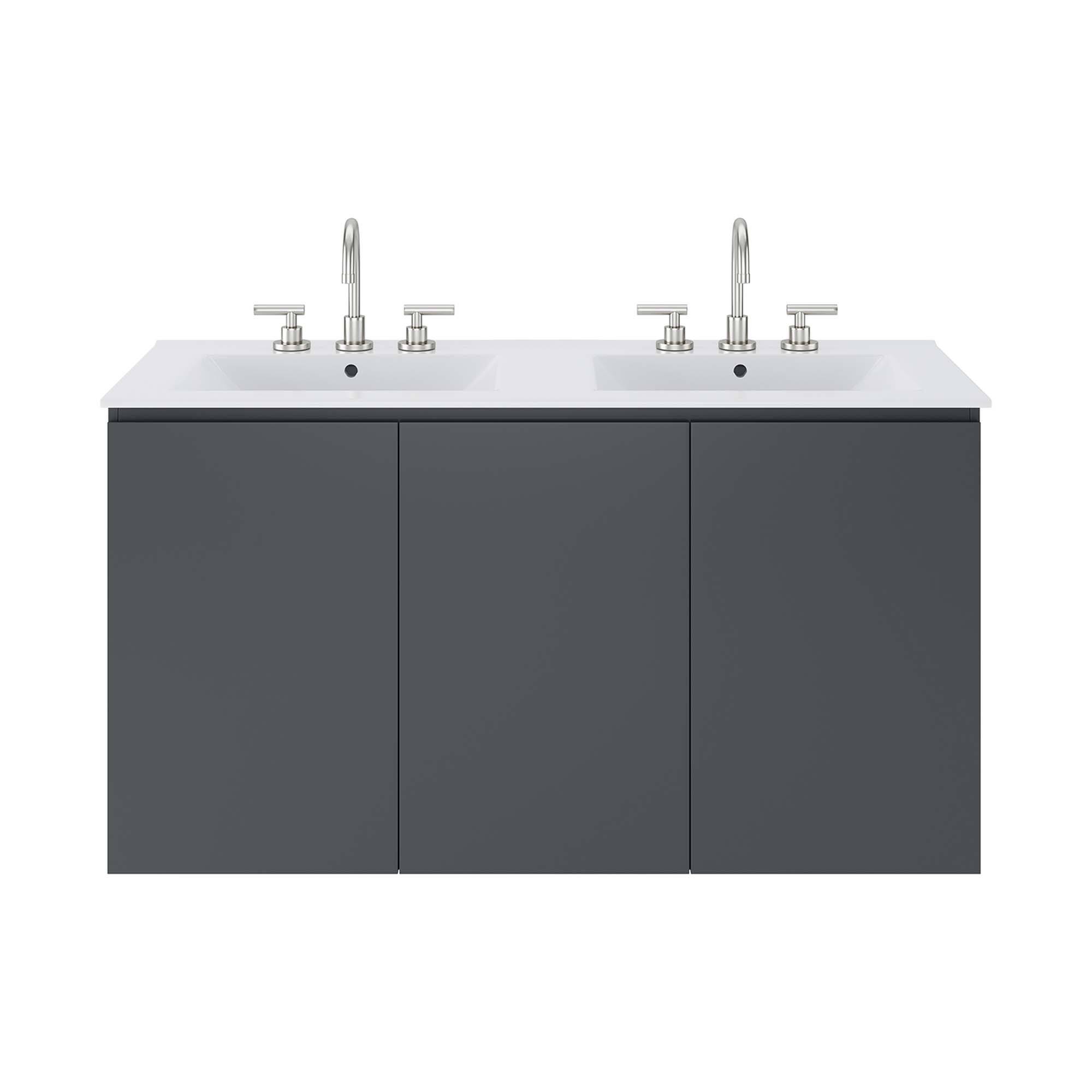 Alt View 3. Modway - Bryn Wall-Mount Bathroom Vanity Basin Included - Gray White.