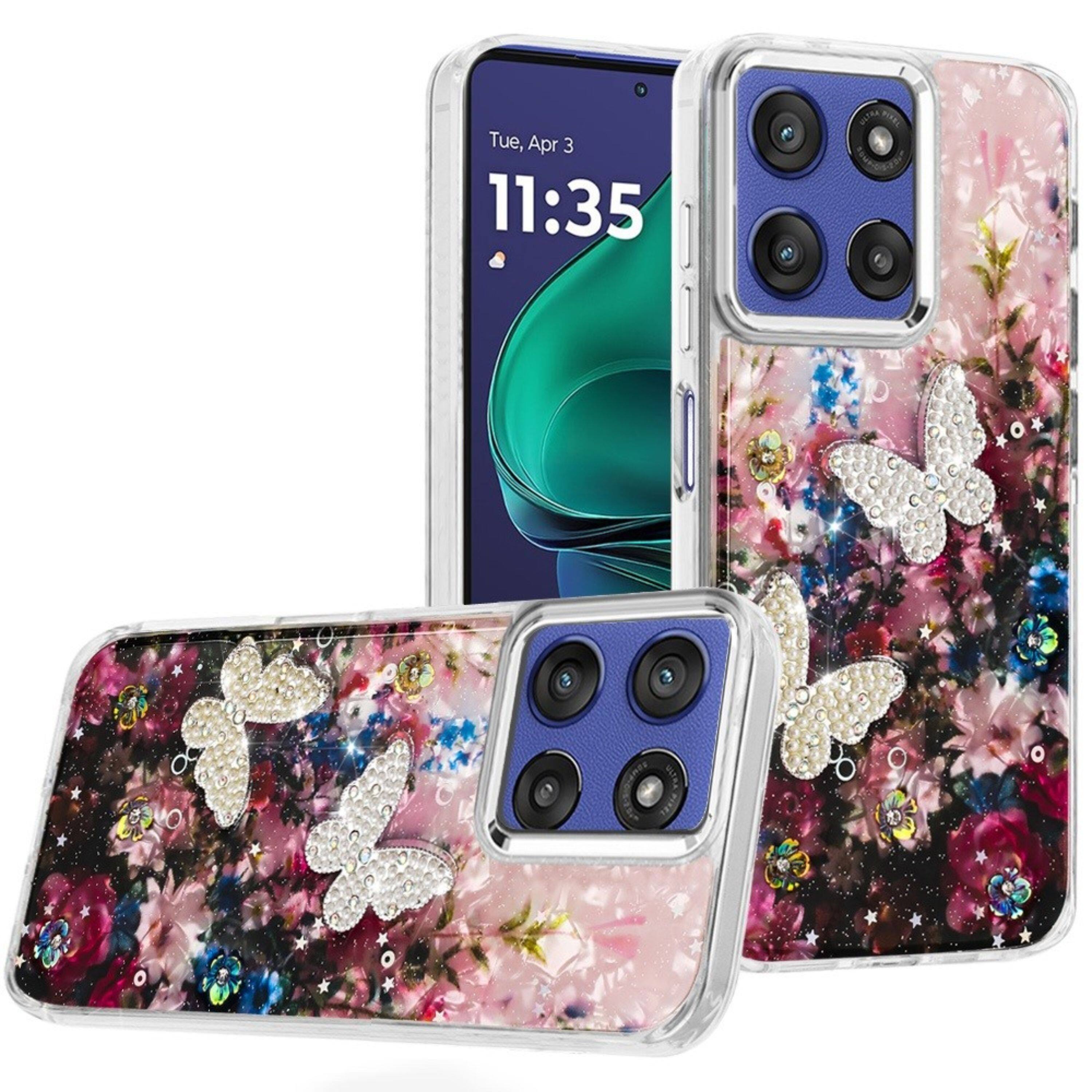 Kitcheniva - Case Epoxy Glitter 3D Butterflies Plus Tempered Glass For Moto G Stylus 2026/2025 8 - Multicolor price history on PriceWatchPro