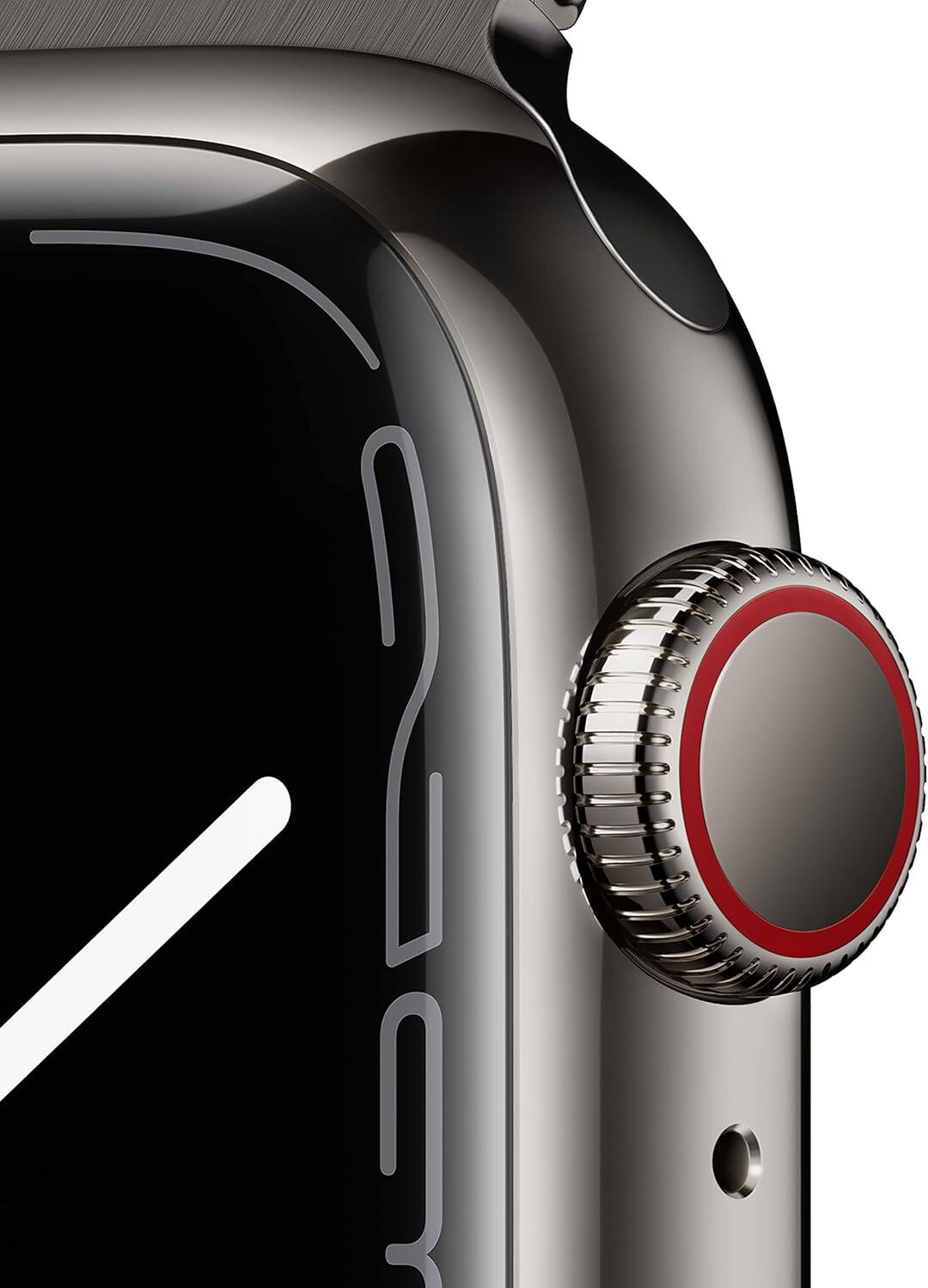 Angle. Apple - Watch Series 7 Stainless 45mm A2477 (GPS + Cellular) - Graphite.