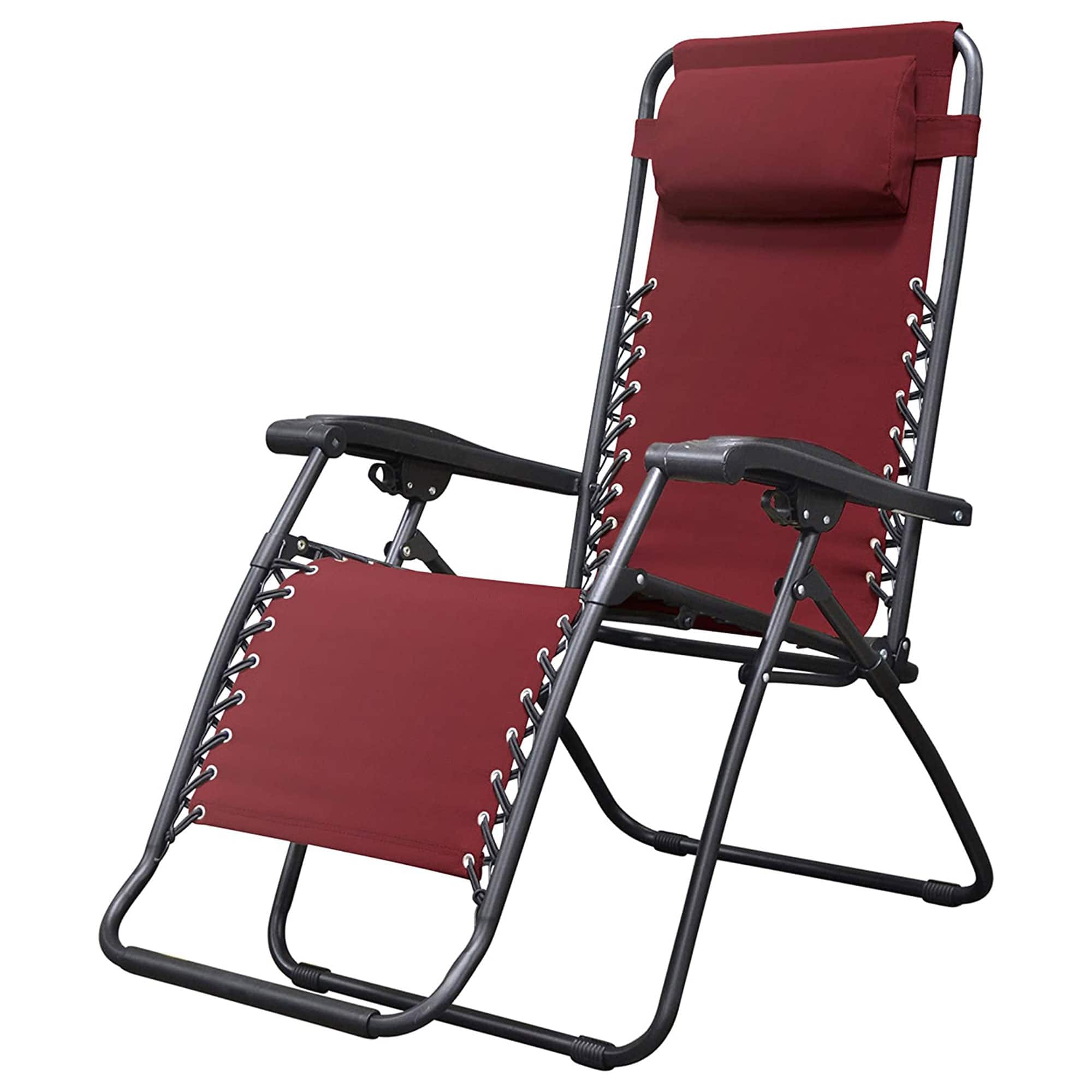 Caravan Sports - Zero Gravity Outdoor Folding Camping Patio Lounge Chair - Burgundy