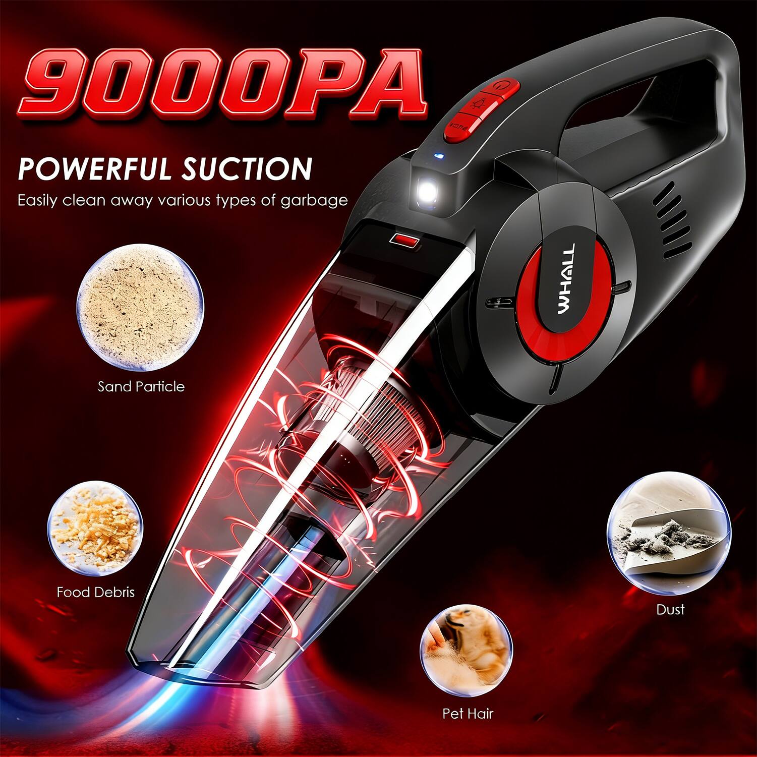 900OPA  
POWERFUL SUCTION  
Easily clean away various types of garbage  
- Sand Particle  
- Food Debris  
- Dust  
- Pet Hair