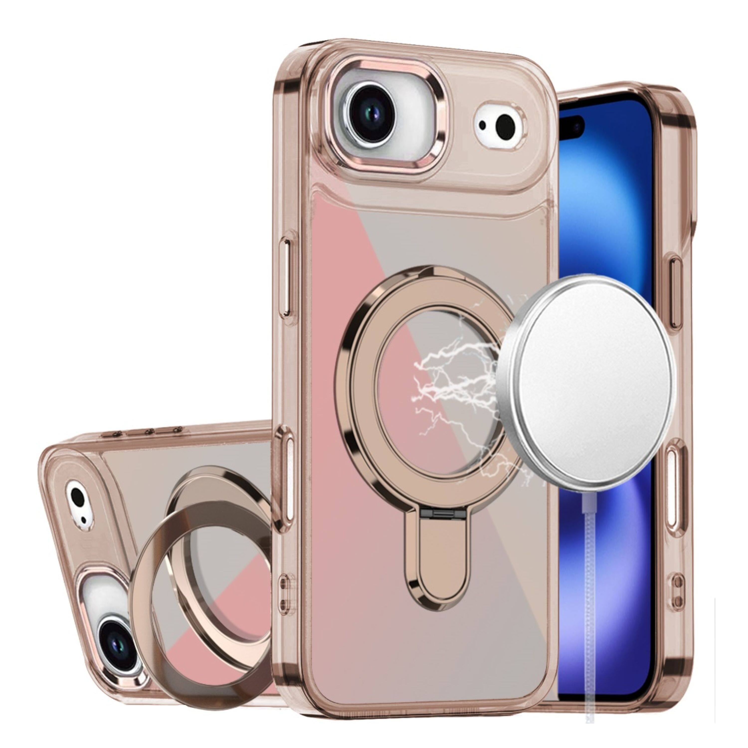 Back. Kitcheniva - Radiant Chrome Magnetic Circle Stand Phone Case With Tempered Glass For iPhone Air Desert Titanium - Desert Titanium.