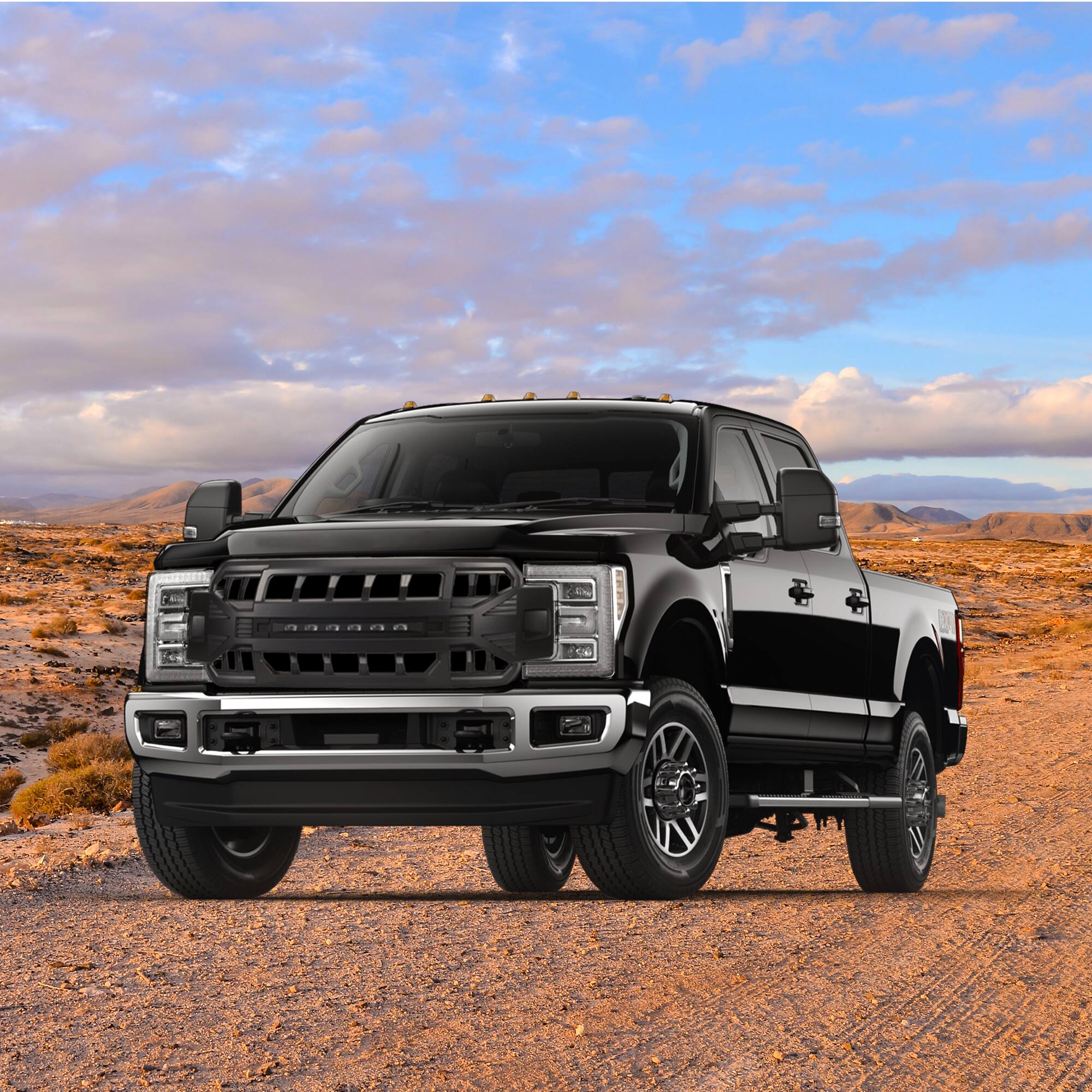 Alt View 5. AMERICAN MODIFIED - AMERICAN MODIFIED Armor Front Grille for 2017 to 2019 Ford F250/350, Matte Black - Matte Black.