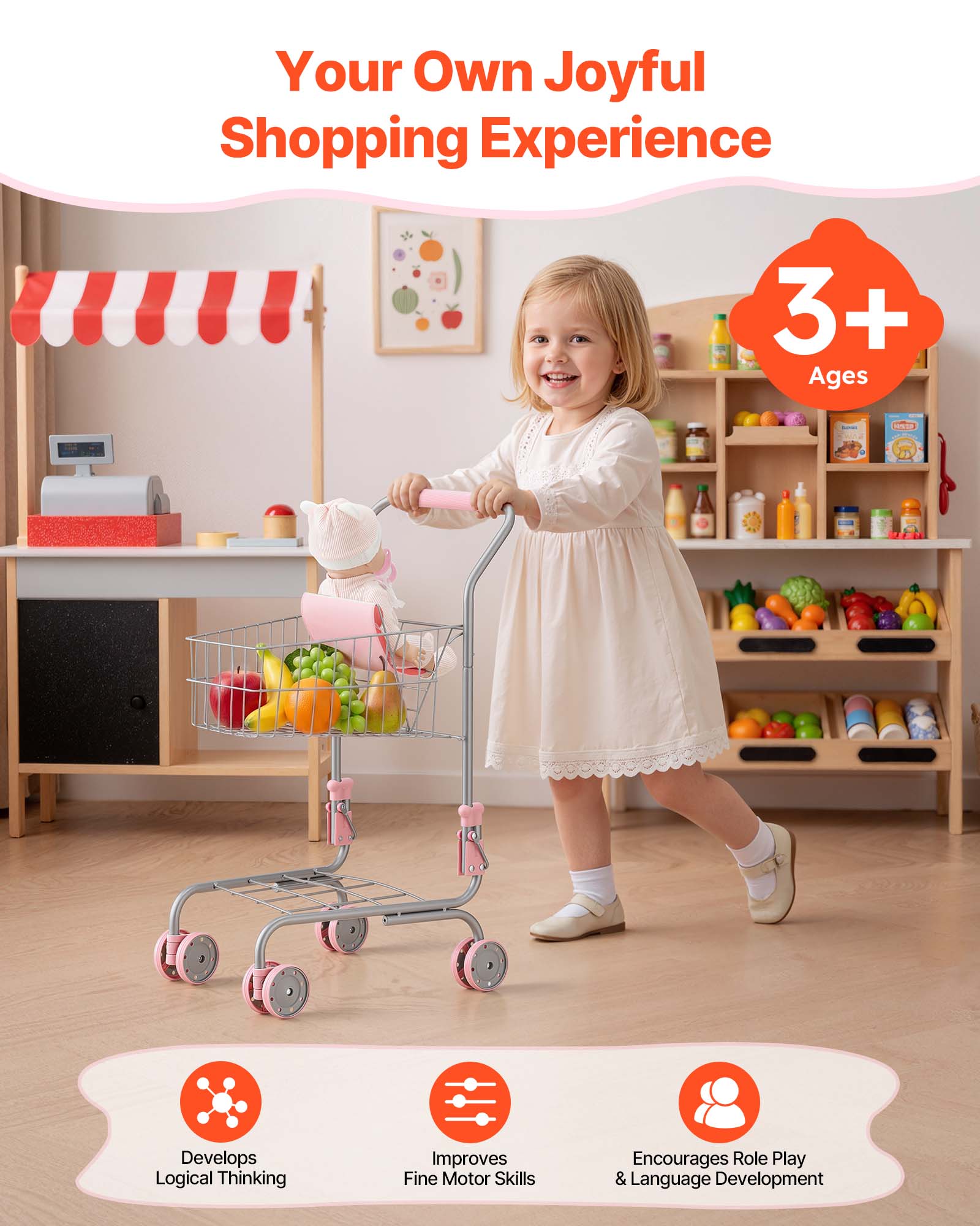 Your Own Joyful Shopping Experience  
3+ Ages  
Develops Logical Thinking  
Improves Fine Motor Skills  
Encourages Role Play & Language Development