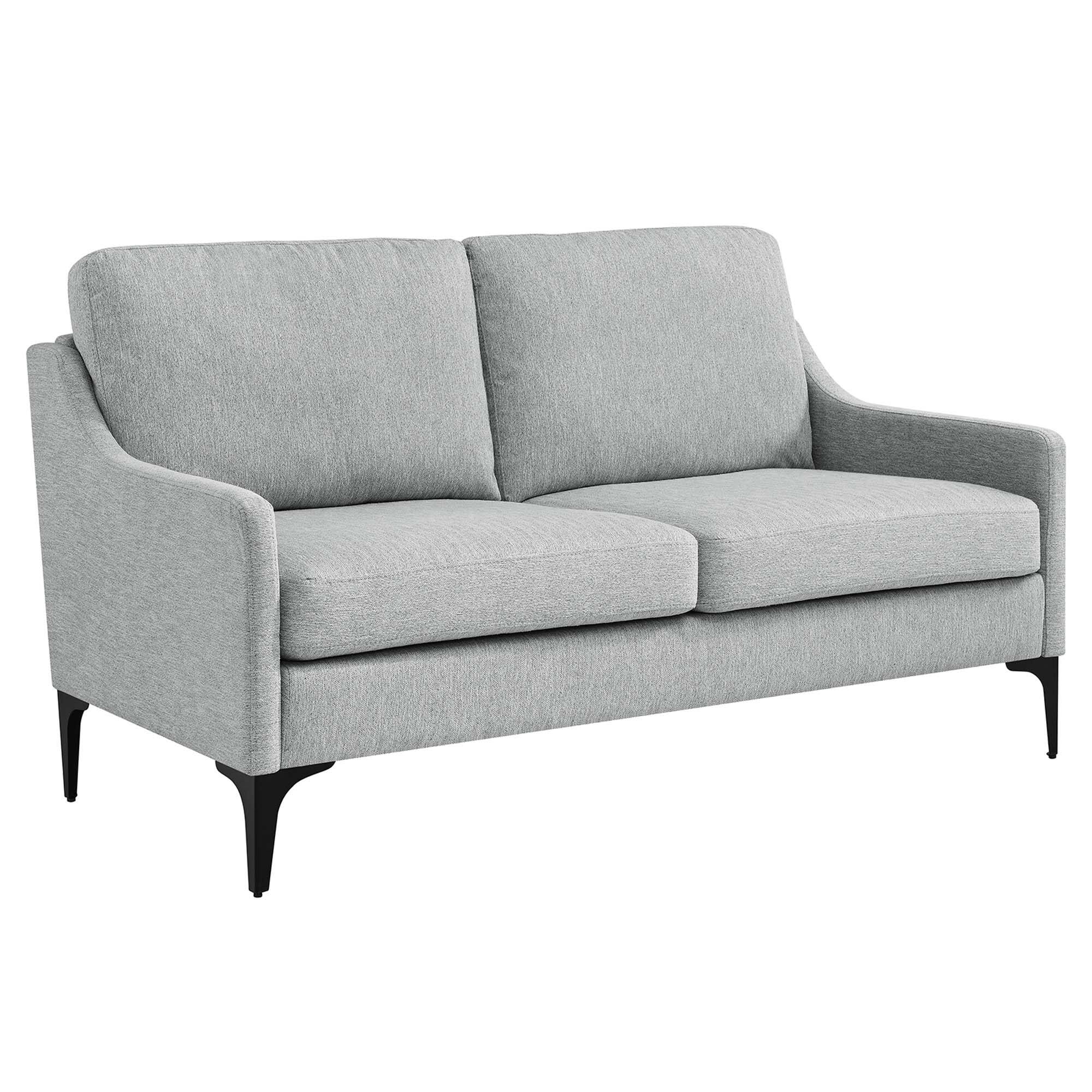 Angle. Modway - Corland Upholstered Fabric Loveseat by Modway - Light Gray.