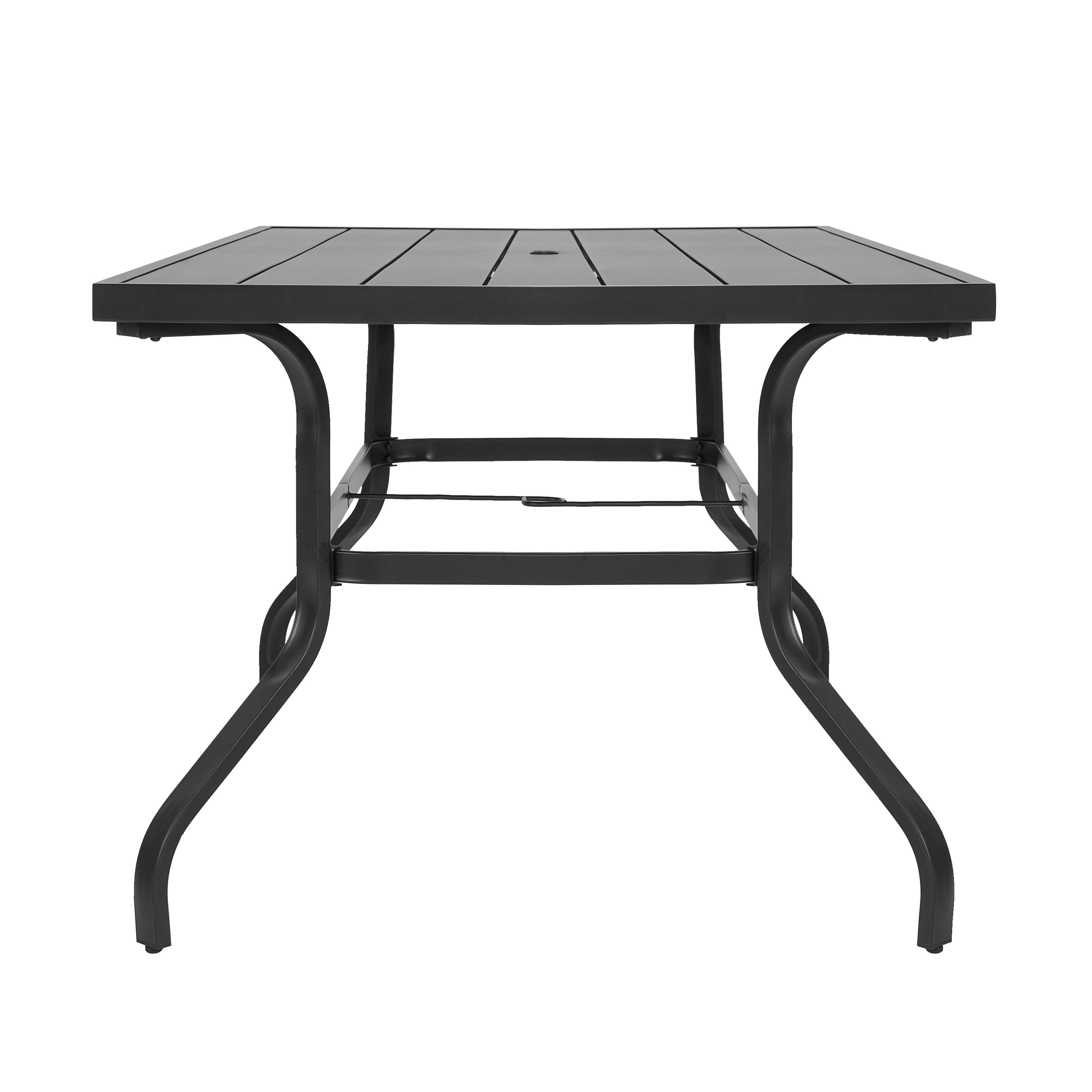 Alt View 8. Nuu Garden - Outdoor 61" x 37" Rectangle Powder-coated Iron Dining Table with 1.6'' Umbrella Hole - Black.