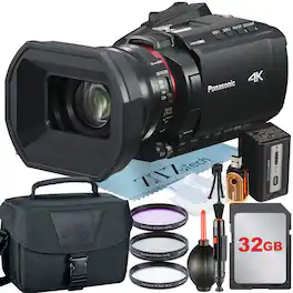Bundle - Panasonic - HC-X1200 Camcorder UHD 4K HDMI + 32GB Card + Case + UV Filter ZeeTech - Black