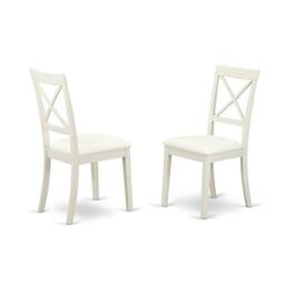 East West Furniture - Dining Room Set Linen White - Brown