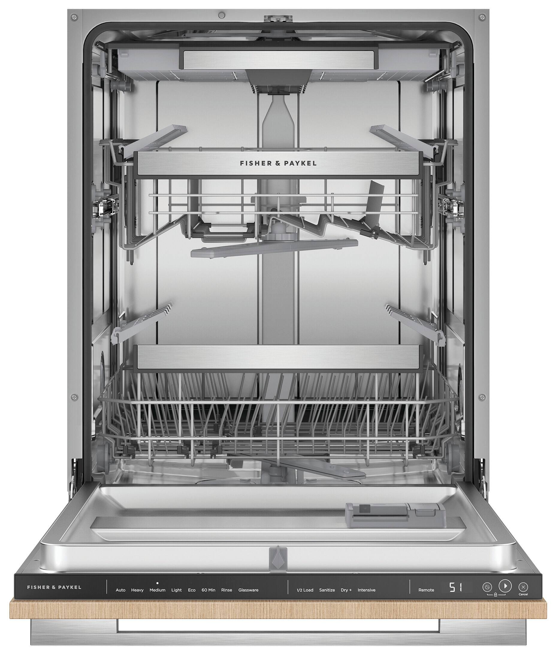 Alt View 11. Fisher & Paykel - 24-in Top Control Built-in Dishwasher - Custom Panel Ready.