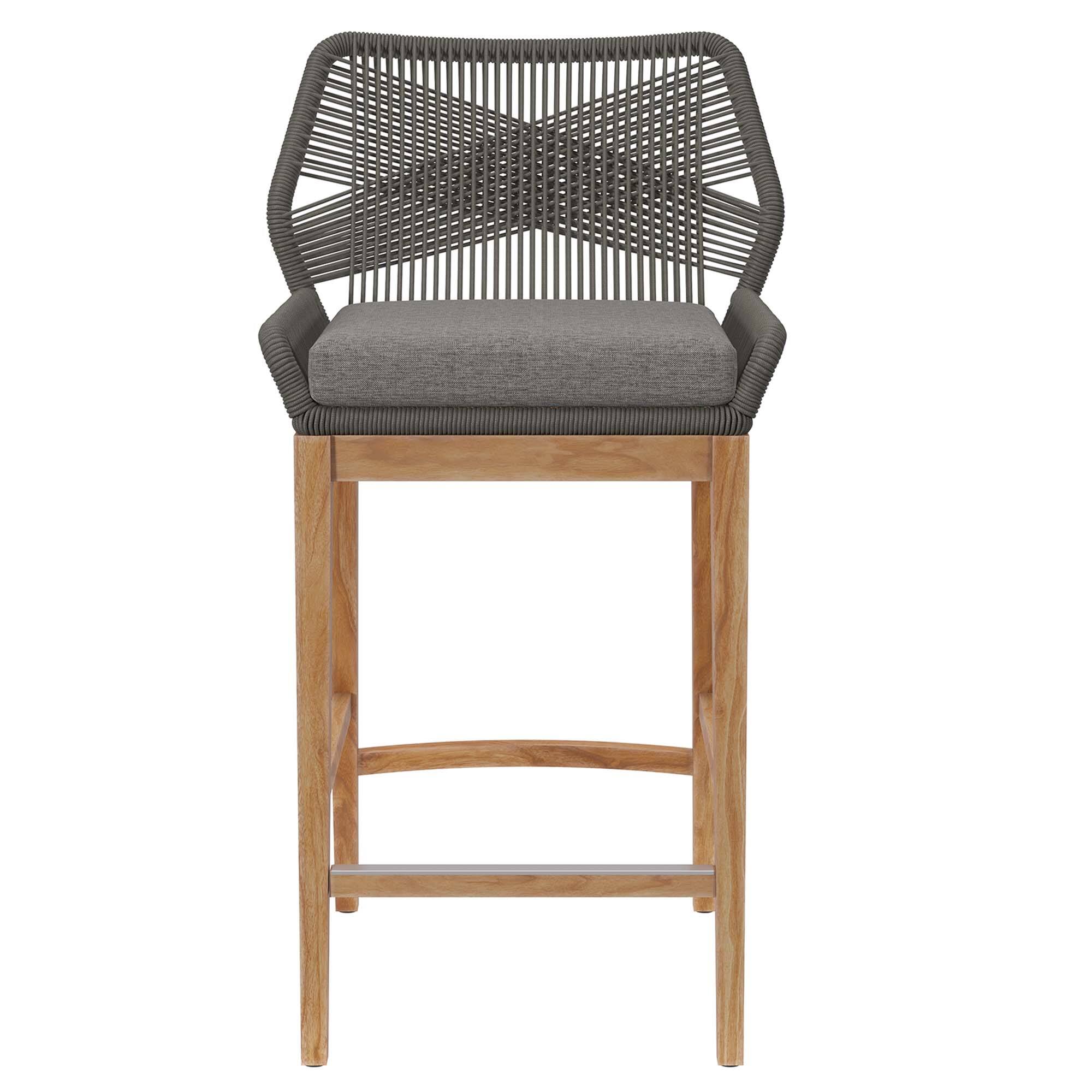Alt View 3. Modway - Wellspring Outdoor Patio Teak Wood Bar Stool by Modway - Gray Graphite.