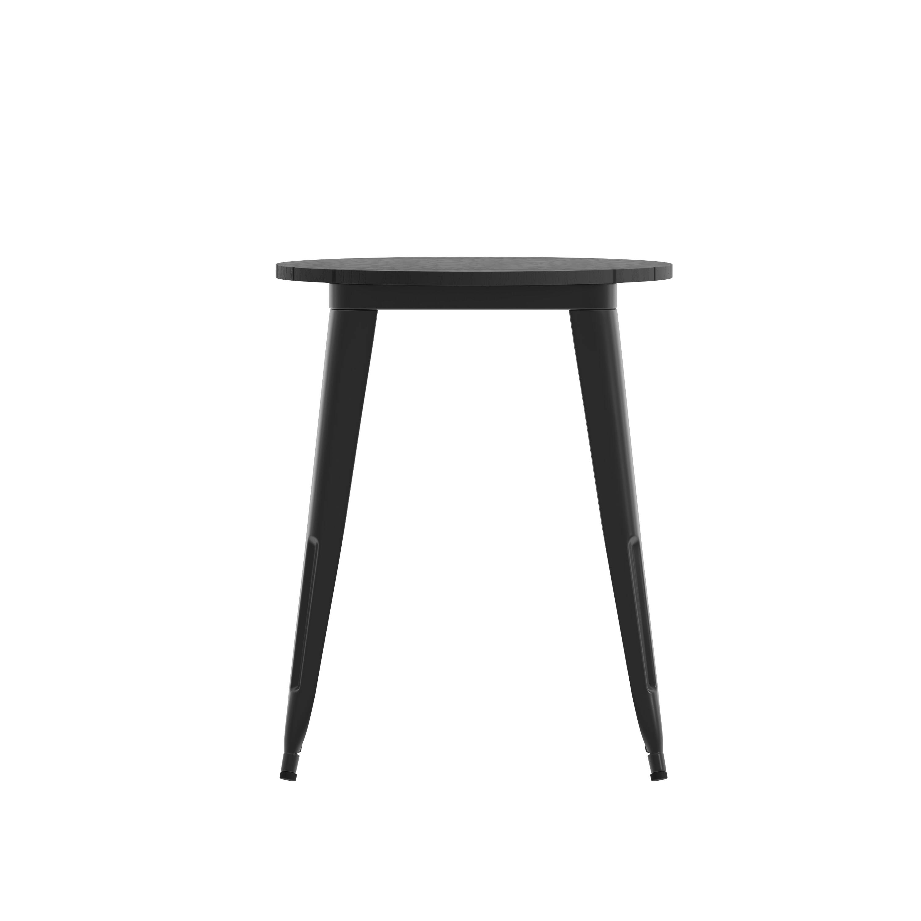 Alt View 8. Emma + Oliver - Drew Indoor/Outdoor Dining Table, 23.75" Round All Weather Poly Resin Top with Steel Base - Black Top/Black Frame.