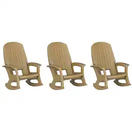 Semco - Plastics Rockaway Heavy Duty All Weather Outdoor Rocking Chair (3 Pack) - Taupe
