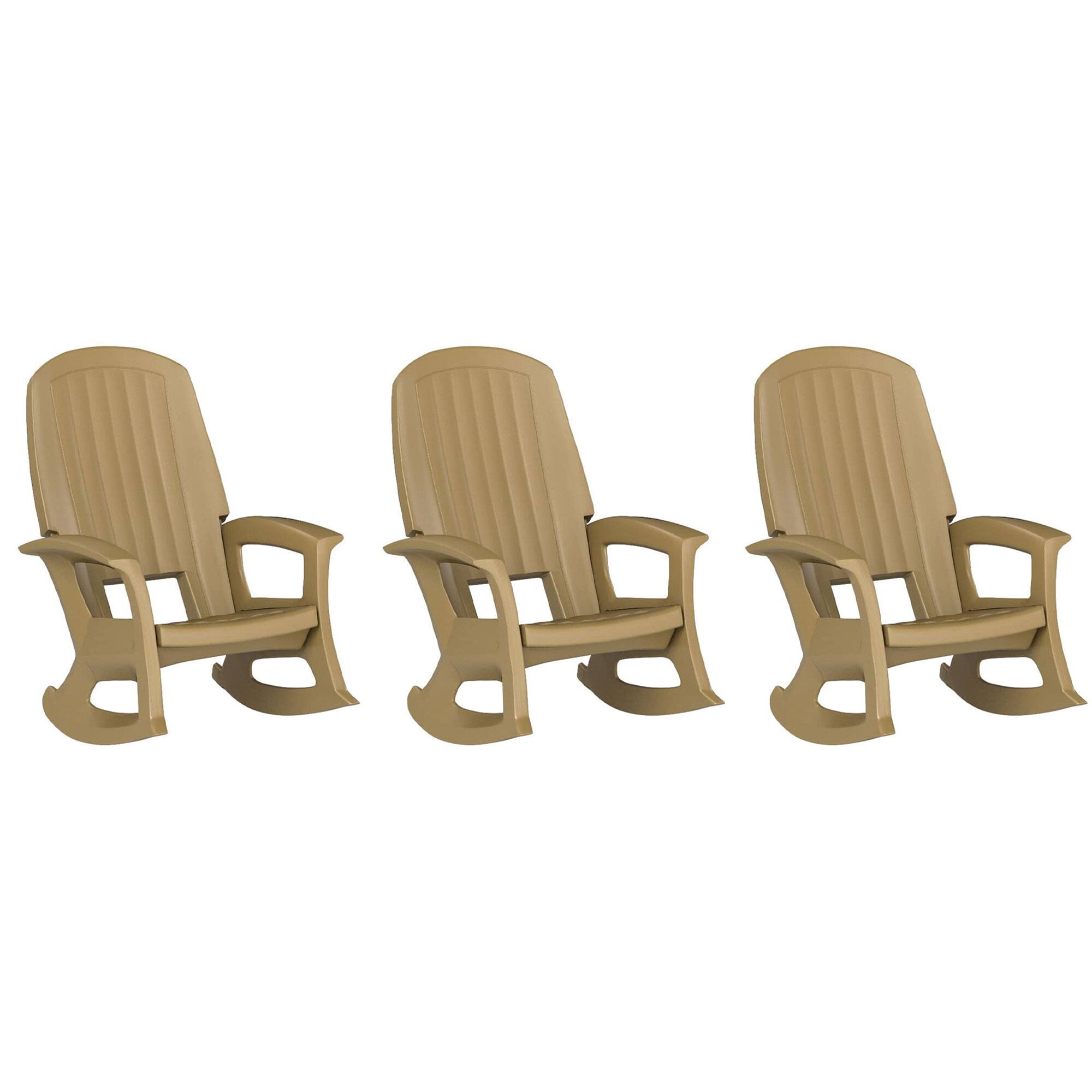 Front. Semco - Semco Plastics Rockaway Heavy Duty All Weather Outdoor Rocking Chair (3 Pack) - Taupe.
