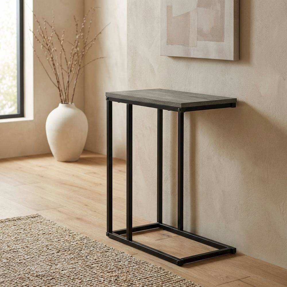 Angle. FurniFact - FurniFact Side Table, Quality Build, Durable Wood Frame - French Oak Grey - French Oak Grey.