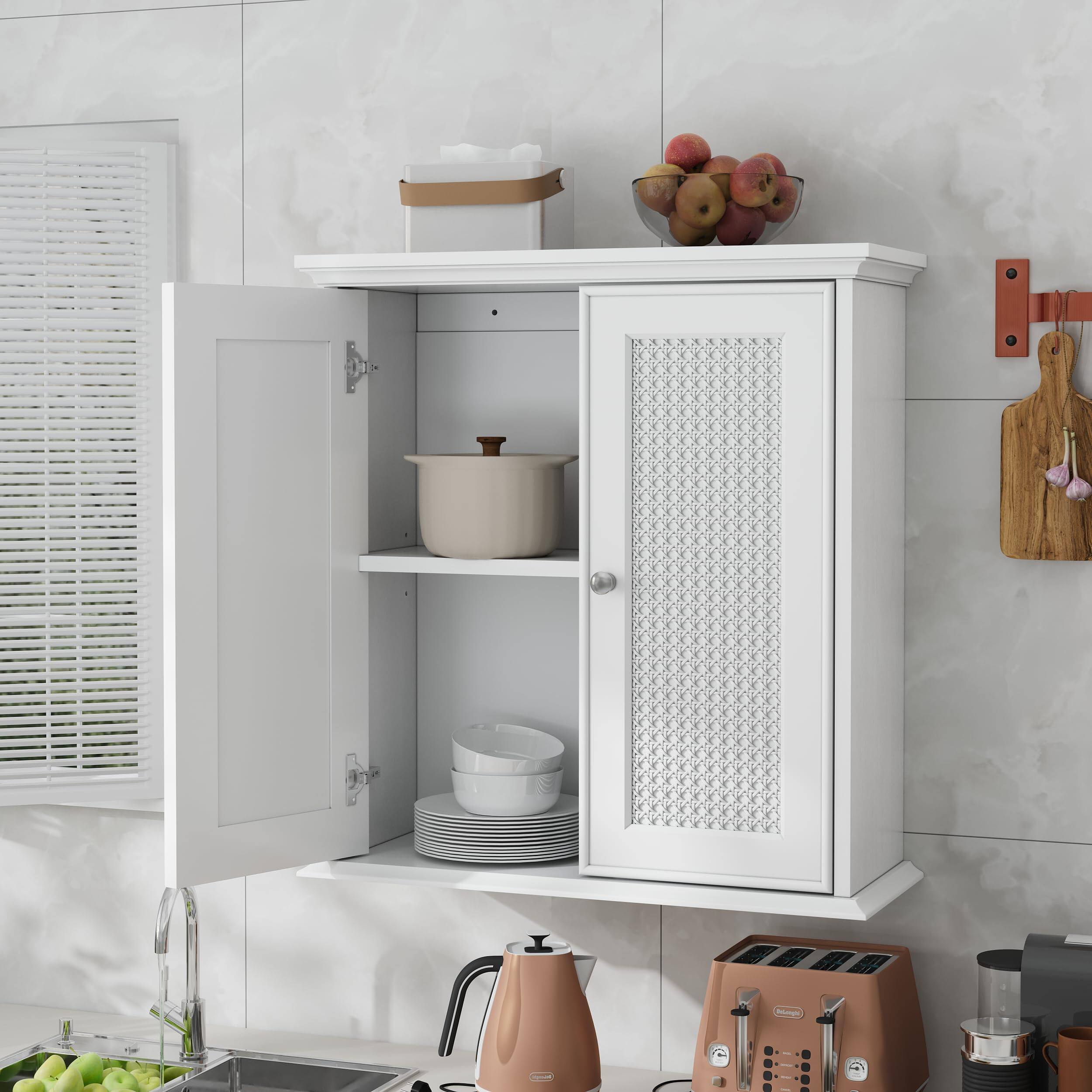 Back. Cedar Assembly - Smuxee Bathroom Medicine Cabinet, Wall Mounted with Rattan Doors, 22.1 W x 23.6 H x 8.6 D, Adjustable Shelv... - Default.