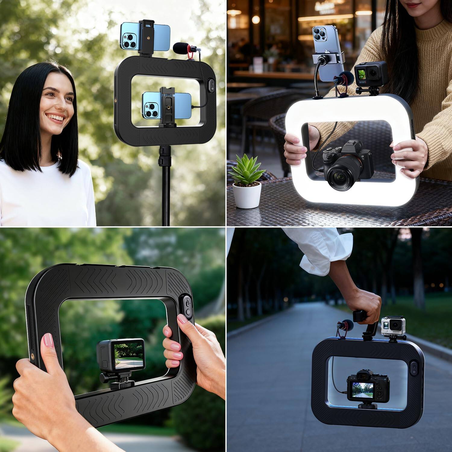 Alt View 4. PRIMEPLUS - 8000mAh LED Ring Light for Phone, Handheld Stabilizer & Video Rig for Smartphone, Camera, Action Cam, Vlog, TikTok.
