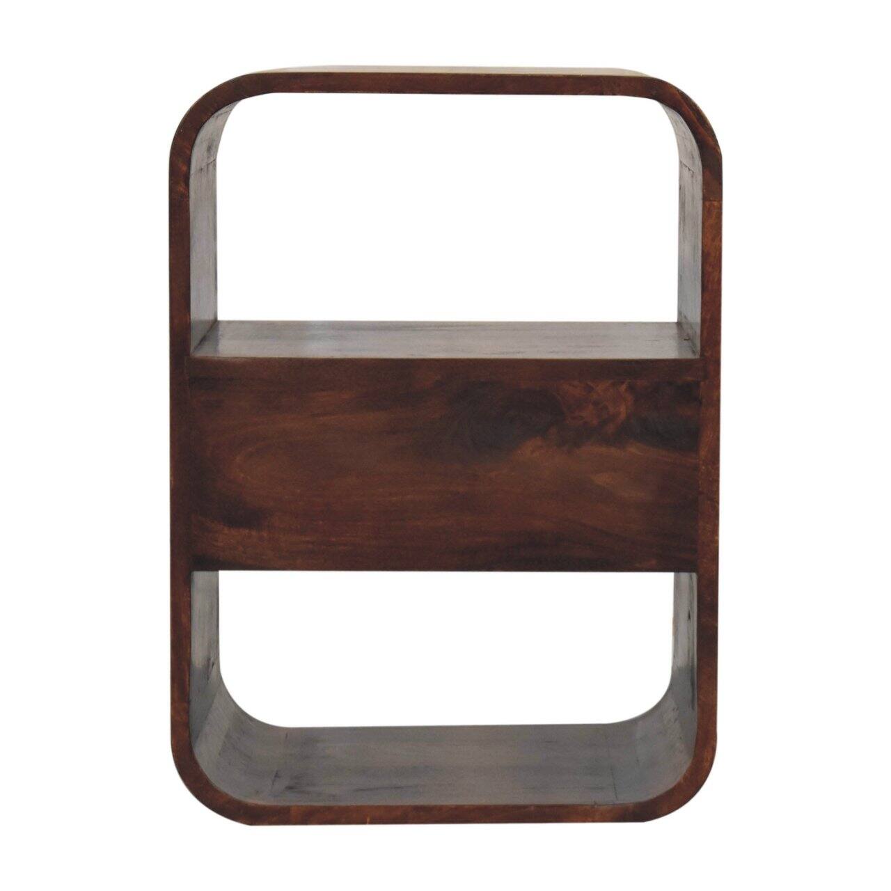 Alt View 6. Artisan Furniture - Artisan Furniture Solid Wood California Walnut Curved Edge Bedside, 1 Drawer, 2 Shelves, Dark Brown - Walnut Finish.