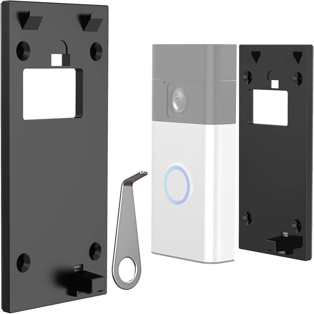 Front. Schertz - No-Drill Ring Doorbell Mount for 2024 Battery Doorbell - Black.