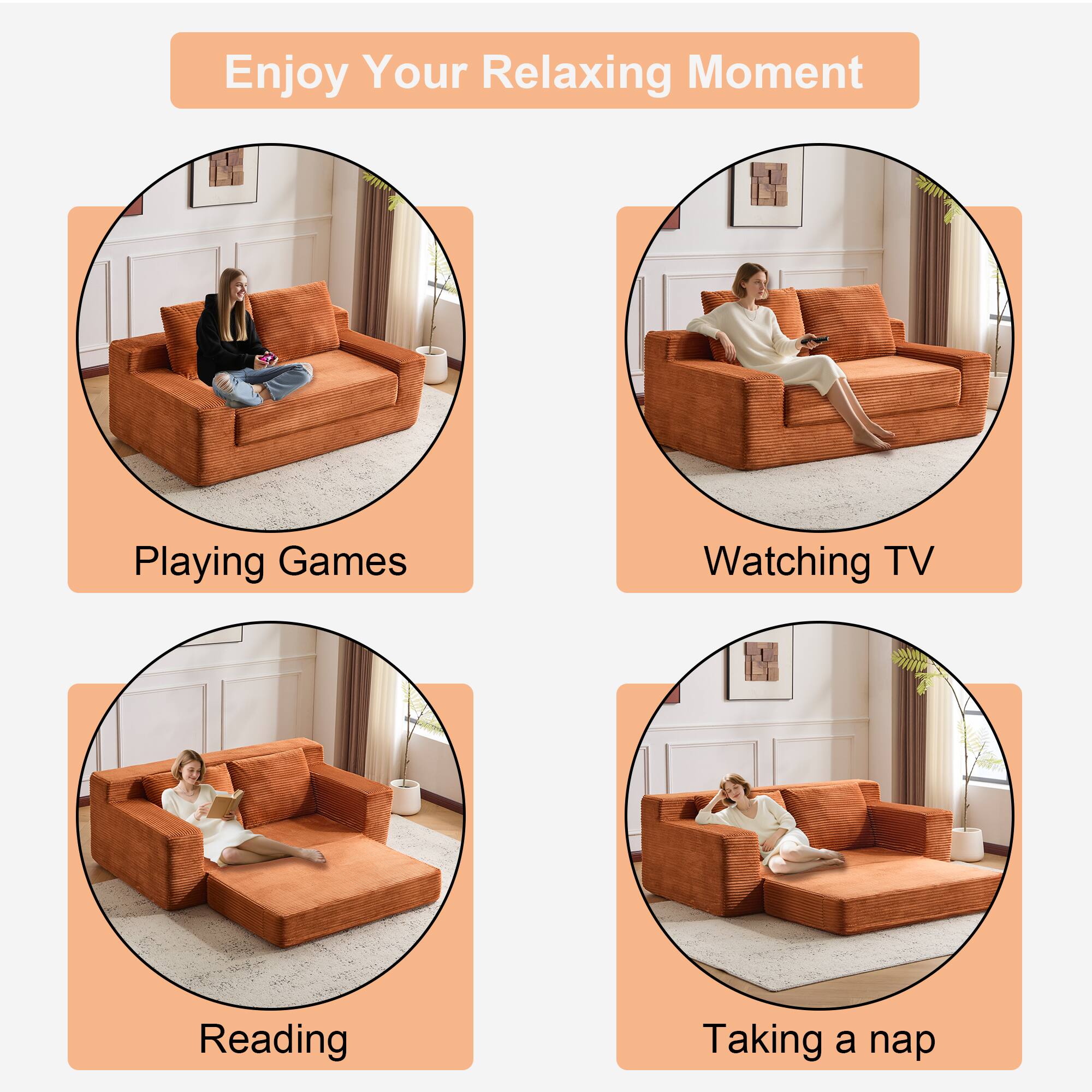 Enjoy Your Relaxing Moment

Playing Games  
Watching TV  
Reading  
Taking a nap