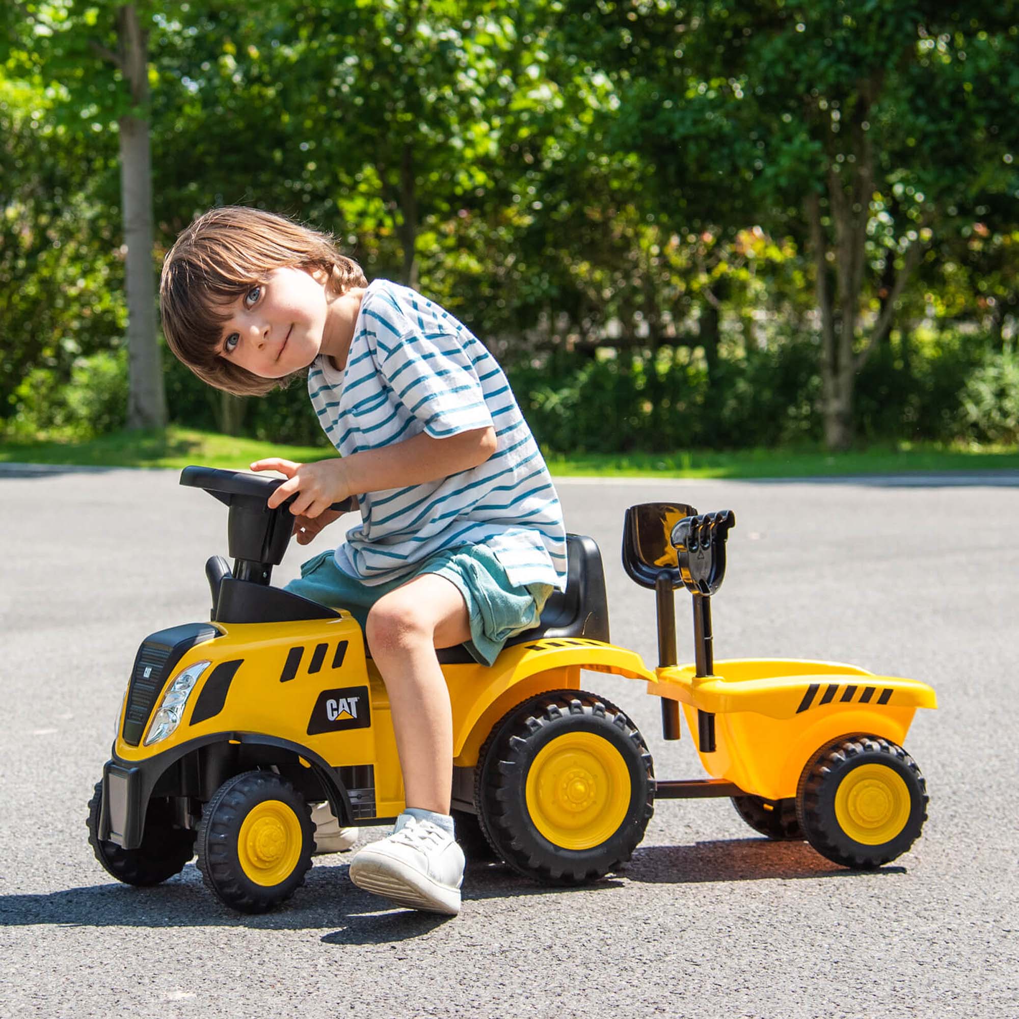 Alt View 3. Costway - Costway Kids Ride on Tractor Licensed Caterpillar Foot to Floor Sliding Car with Shovel For Kids Aged Over 3 Years - Yellow,Black.