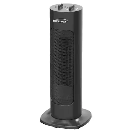 Front. Brentwood - Brentwood 1500 Watt Portable Oscillating Ceramic Tower Space Heater in Black.