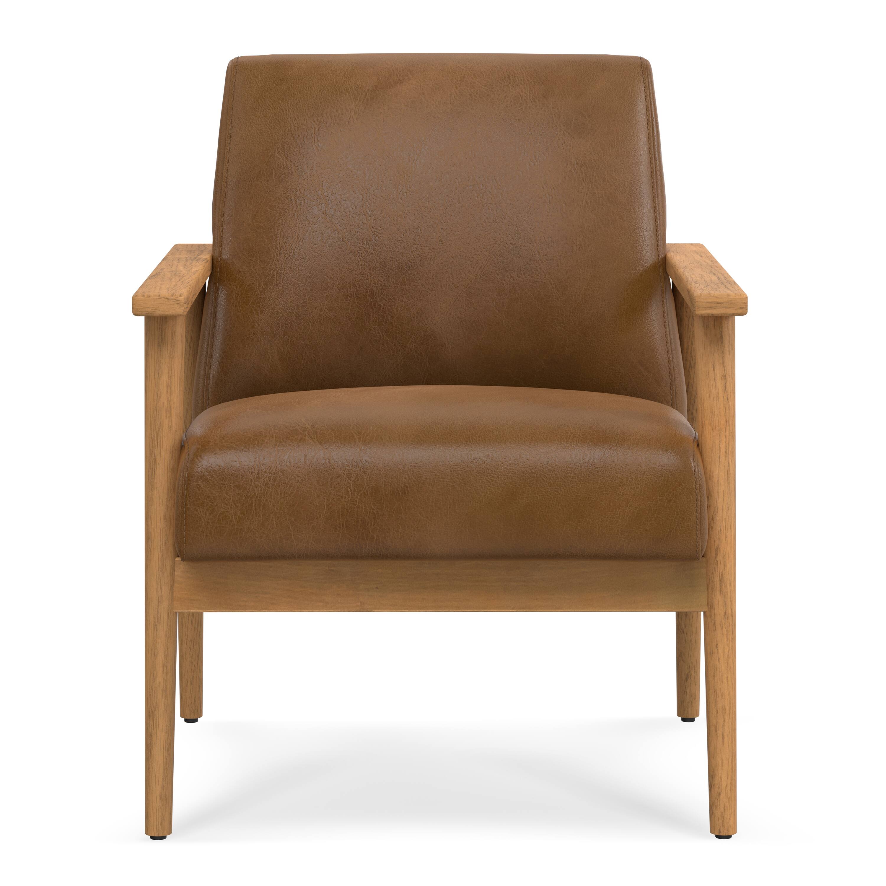 Left. Simpli Home - Paloma 22 inch Wide Contemporary Accent Chair in Caramel Brown Genuine Leather - Caramel Brown.