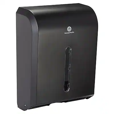 Front. Georgia-Pacific - Georgia-Pacific Combi-Fold Vista Manual Folded Paper Towel Dispenser, Black (56650A) - Black.