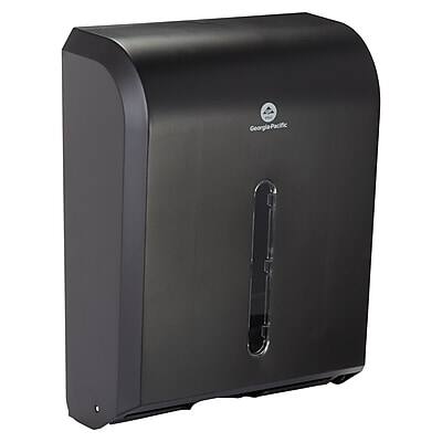 Front. Georgia-Pacific - Georgia-Pacific Combi-Fold Vista Manual Folded Paper Towel Dispenser, Black (56650A) - Black.