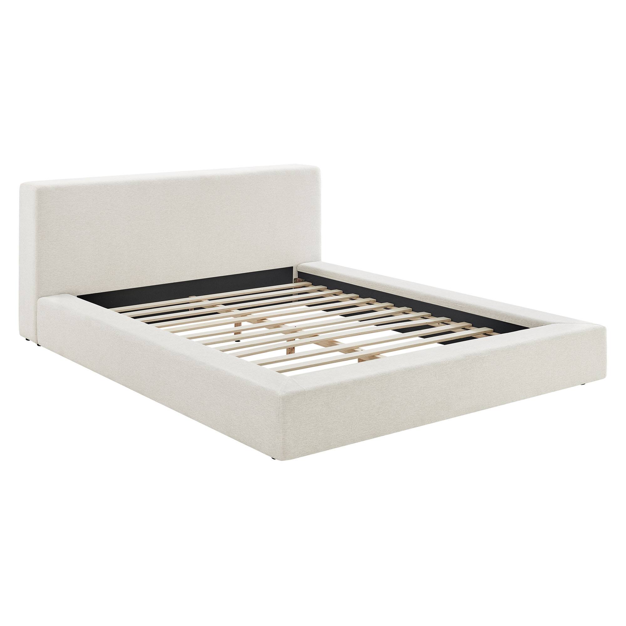 Back. Modway - Luma Chenille Upholstered King Platform Bed Frame by Modway - Ivory Fabric.