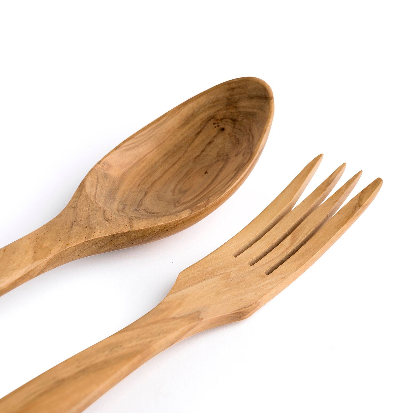 Alt View 2. Berard - Handcrafted Olive Wood 2 Piece Salad Serving Set, 12 Inch - Brown.