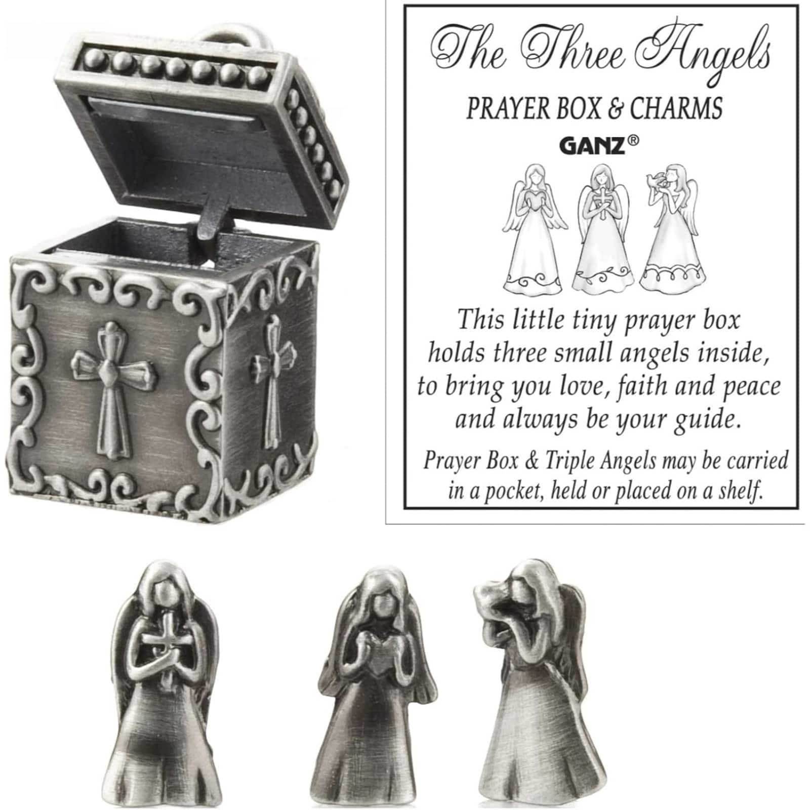 Ganz - The Three Angels Miniature Metal Prayer Box and Charms 1 inch - Silver price history on PriceWatchPro