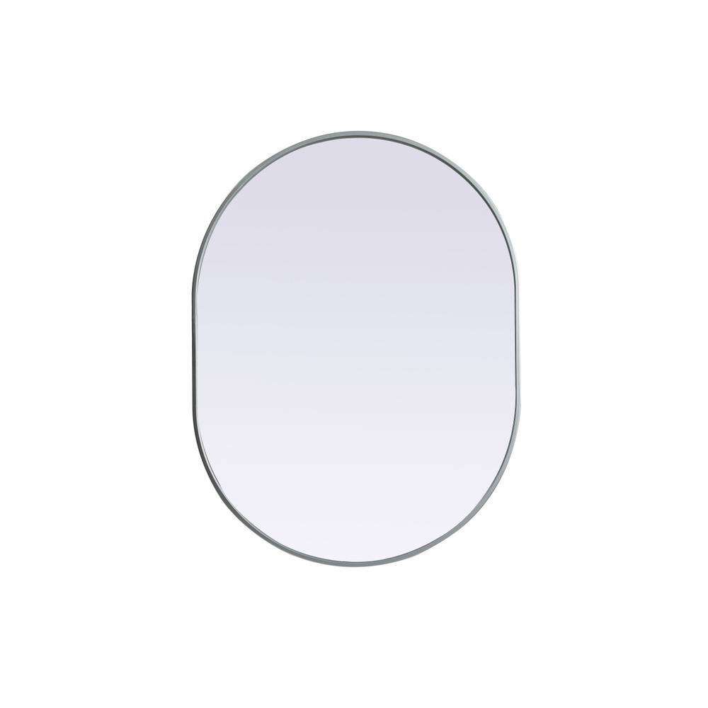 Alt View 7. Elegant Decor - Metal Frame Oval Mirror 30x40 Inch in Silver - Silver.