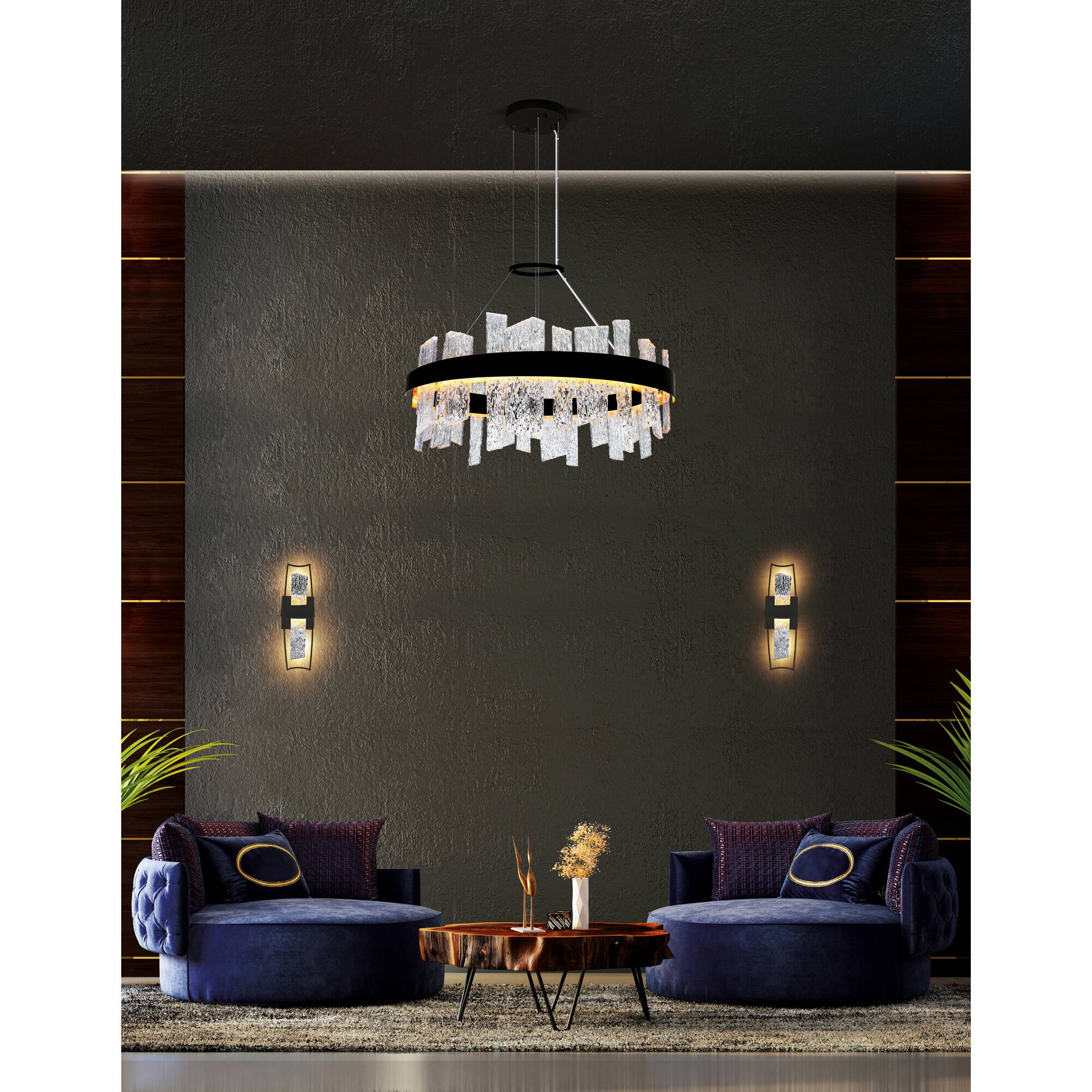 Alt View 4. CWI Lighting - Guadiana 32 in LED Black Chandelier - Black & Satin Gold.