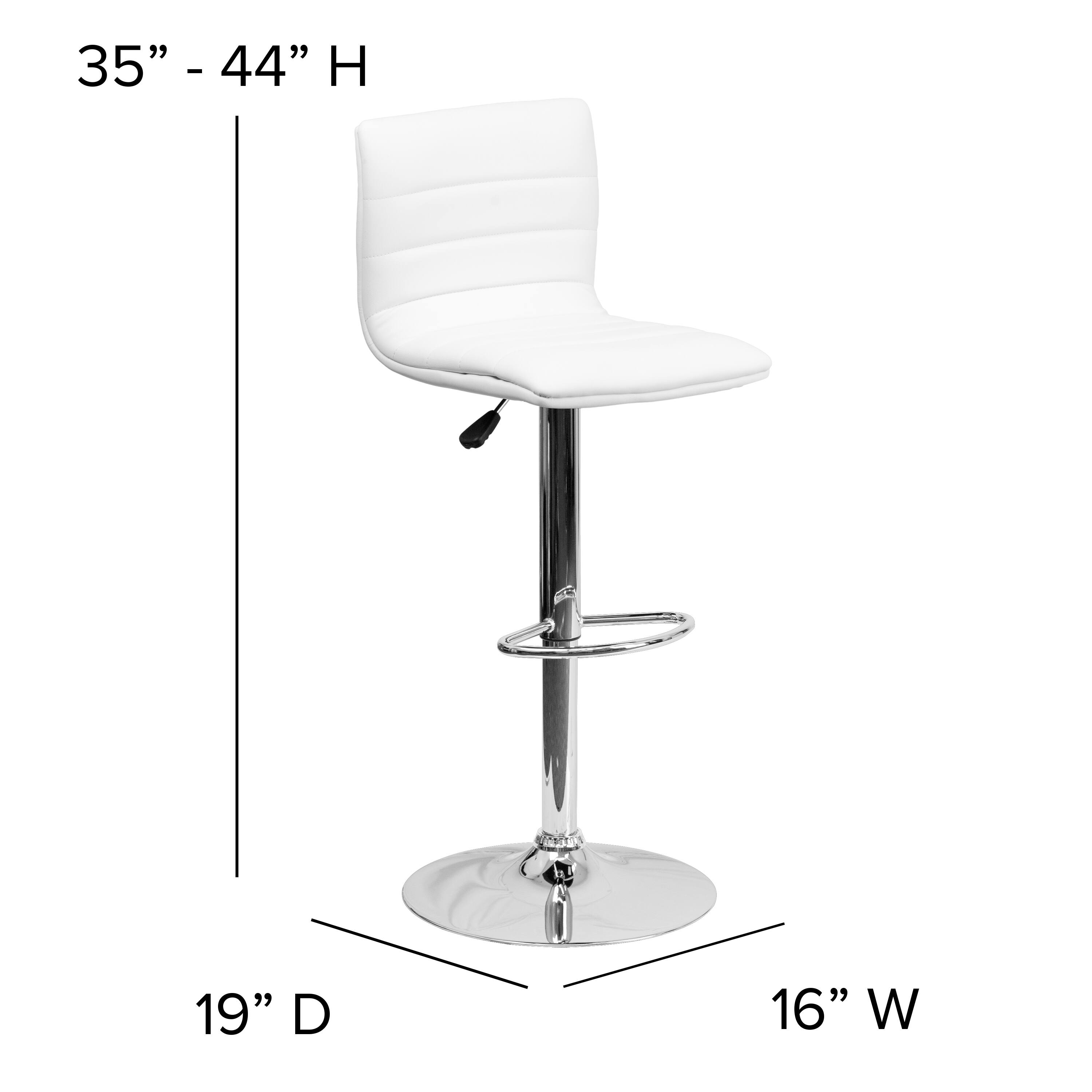 Alt View 13. Alamont Home - Betsy White Vinyl Adjustable Height Barstool w/ Horizontal Stitch Back & Chrome Base - White.
