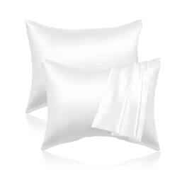 VEVOR - Satin Pillowcase,2Pack Standard Size Satin Pillow Cases for Hair and Skin,Similar to Silk Pillowcases with Hidden Zipper - White