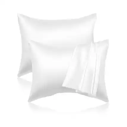 Front. VEVOR - Satin Pillowcase,2Pack Standard Size Satin Pillow Cases for Hair and Skin,Similar to Silk Pillowcases with Hidden Zipper - White.