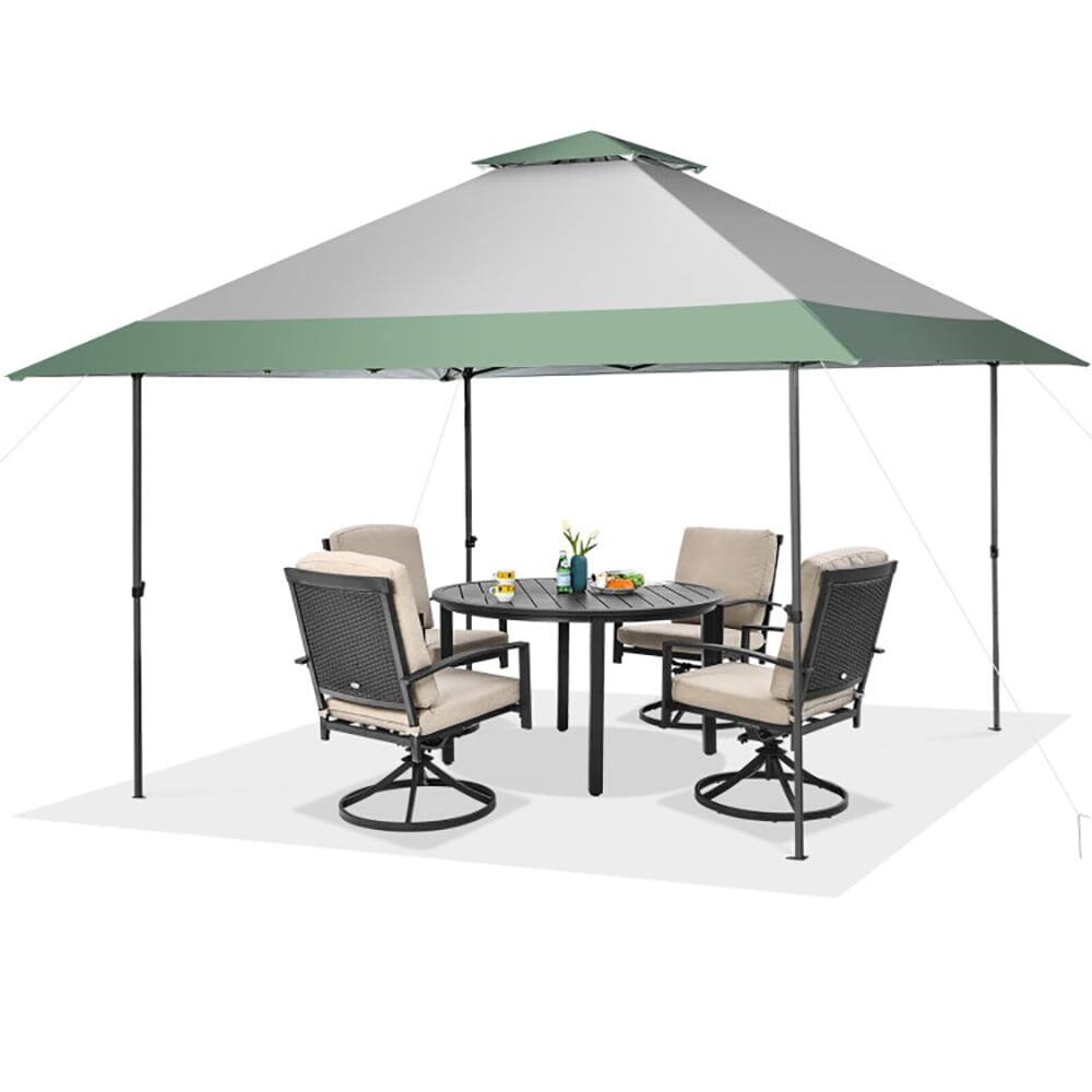 Angle. Kadyn - 13 x 13 Feet Pop-Up Patio Canopy Tent with Shelter and Wheeled Bag-Gray, Outdoor Gazebo Wedding Party Tent Canopy Tent.