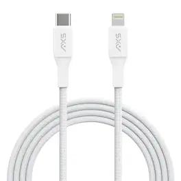 AXS - PROCharge USB-C to Lightning Braided Cable 8FT - White/Grey
