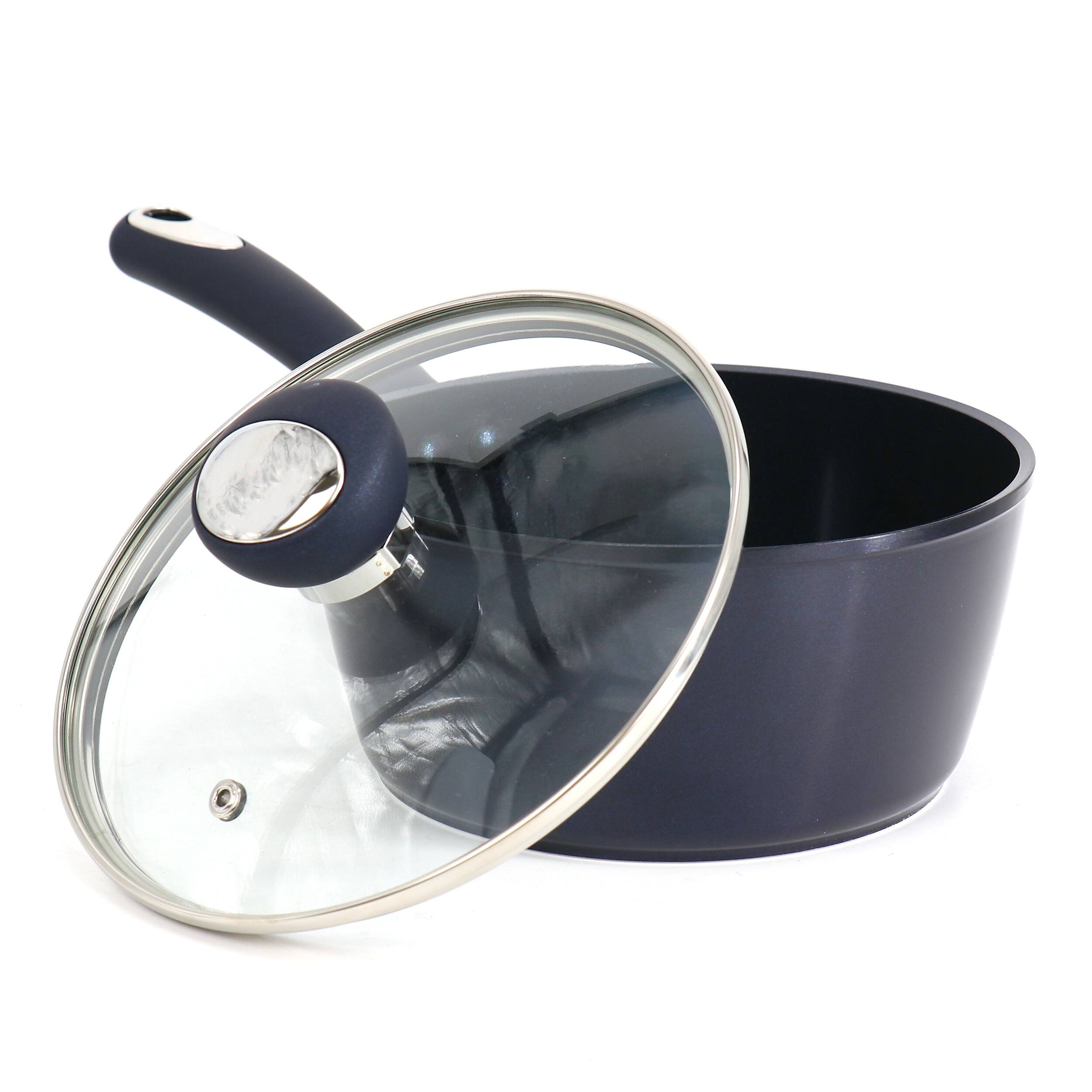 Alt View 1. Oster - Oster Hawke 1.9 Quart Ceramic Nonstick Aluminum Saucepan with Lid in Dark Blue - Blue.