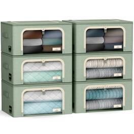 Sorbus - Storage Bins with Metal Frame - Stackable & Foldable Clothes Organizer Bags - Oxford Fabric Storage Containers - Teal