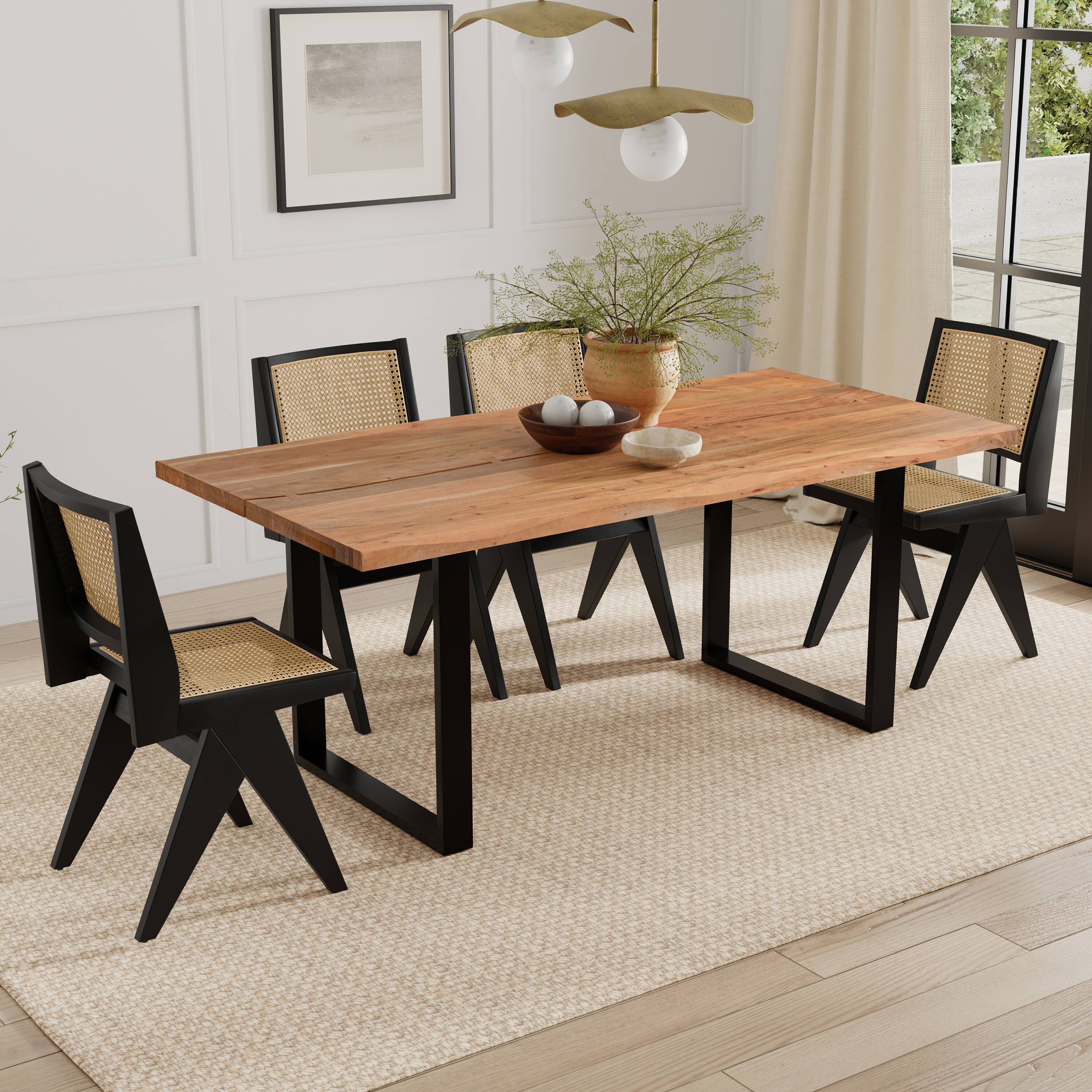 Left. Simpli Home - Fieldcrest 72 inch x 36 inch Rectangle Modern Industrial Dining Table in Natural - Natural.
