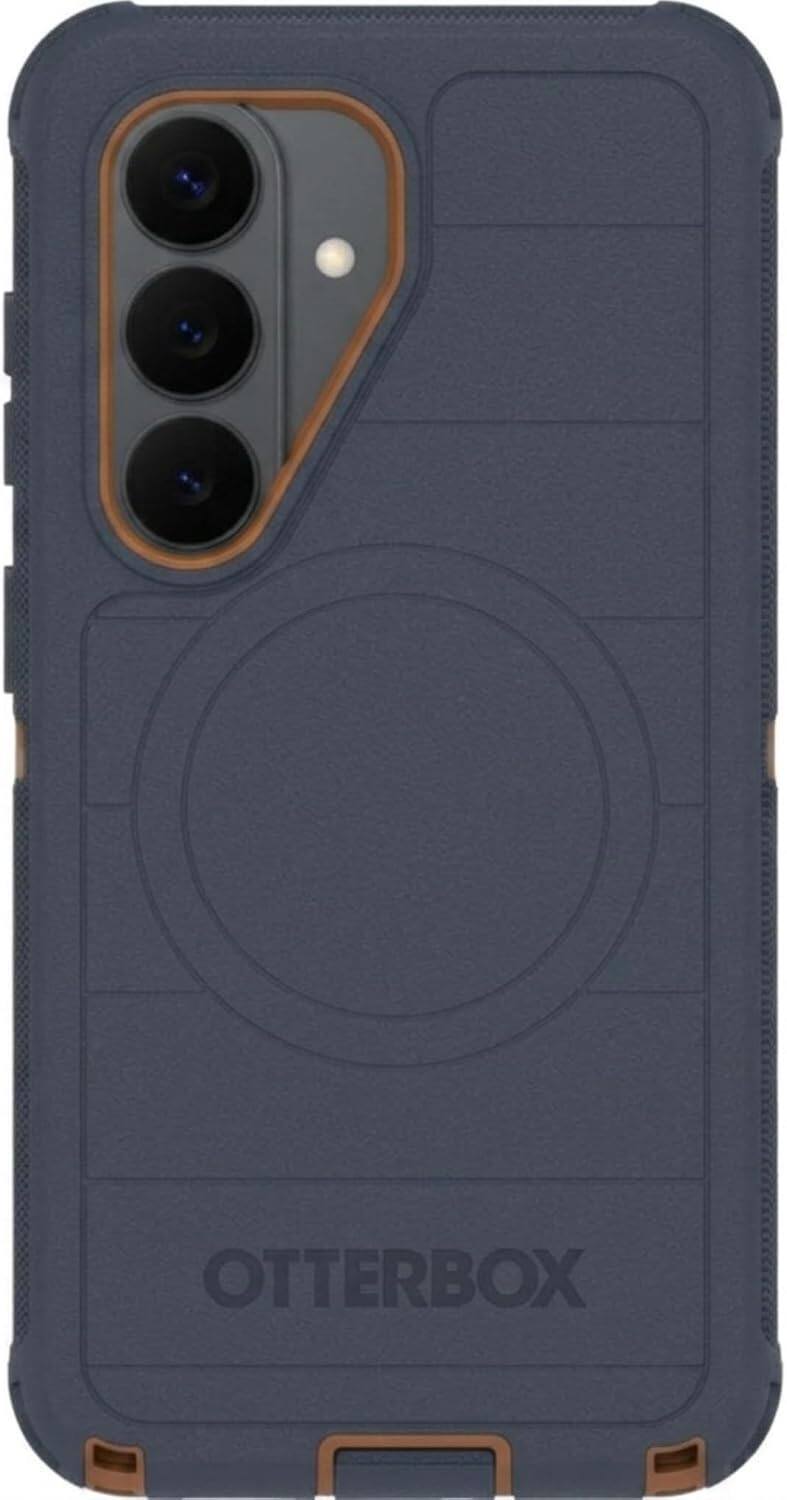 Back. OtterBox - OtterBox Galaxy S26 (Only) - Defender Series Case - Holster Clip Included - Rugged & Durable - with Port Protection - Navy Canyon (Blue & Orange).