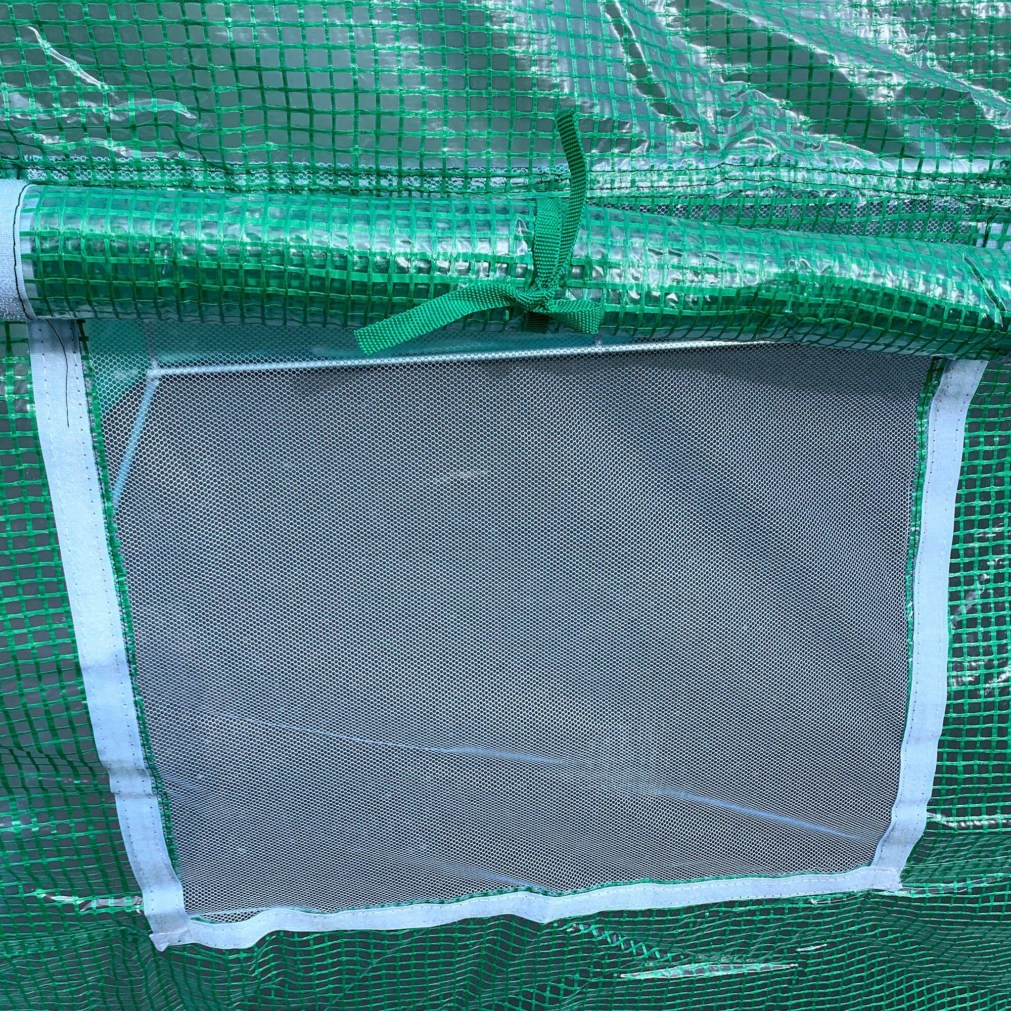 Alt View 8. Outsunny - 15' x 7' x 6.5' Walk-in Tunnel Hoop Greenhouse, Green House for Outside with PE Cover, Steel Frame.