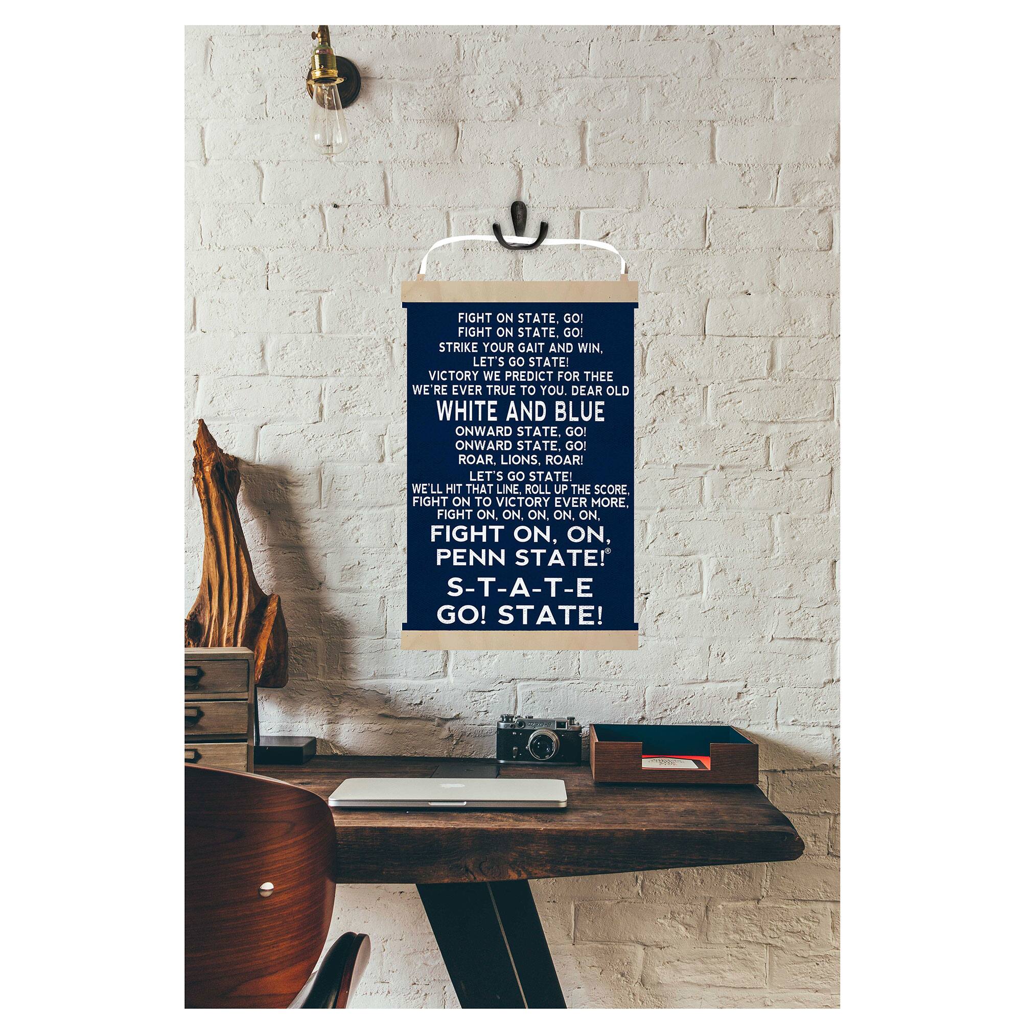 FIGHT ON STATE. GO!  
FIGHT ON STATE. GO!  
STRIKE YOUR GAIT AND WIN.  
LET'S GO STATE!  
VICTORY WE PREDICT FOR THEE  
WE'RE EVER TRUE TO YOU.  
DEAR OLD WHITE AND BLUE  
ONWARD STATE. GO!  
ONWARD STATE. GO!  
ROAR. LIONS. ROAR  
LET'S GO STATE!  
WE'LL HIT THAT LINE ROLL UP THE SCORE  
FIGHT ON TO VICTORY EVER MORE  
FIGHT ON. ON. ON. ON.  
FIGHT ON. ON, PENN STATE!  
S-T-A-T-E GO! STATE!