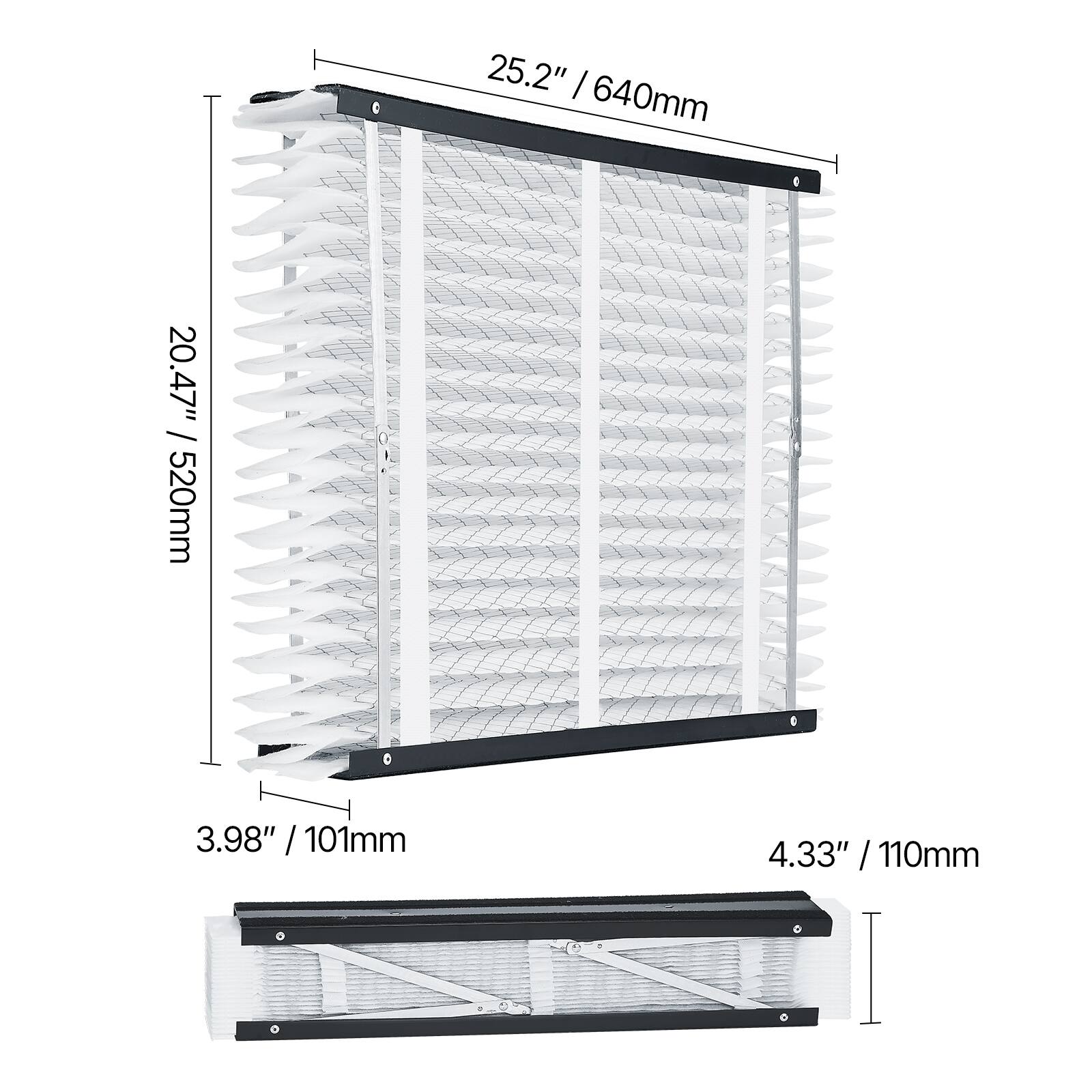 25.2" / 640mm  
20.47" / 520mm  
3.98" / 101mm  
4.33" / 110mm