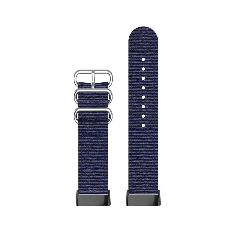 Left. StrapsCo - Military Strap Nylon Watch Band For Fitbit Charge 6 - Navy.
